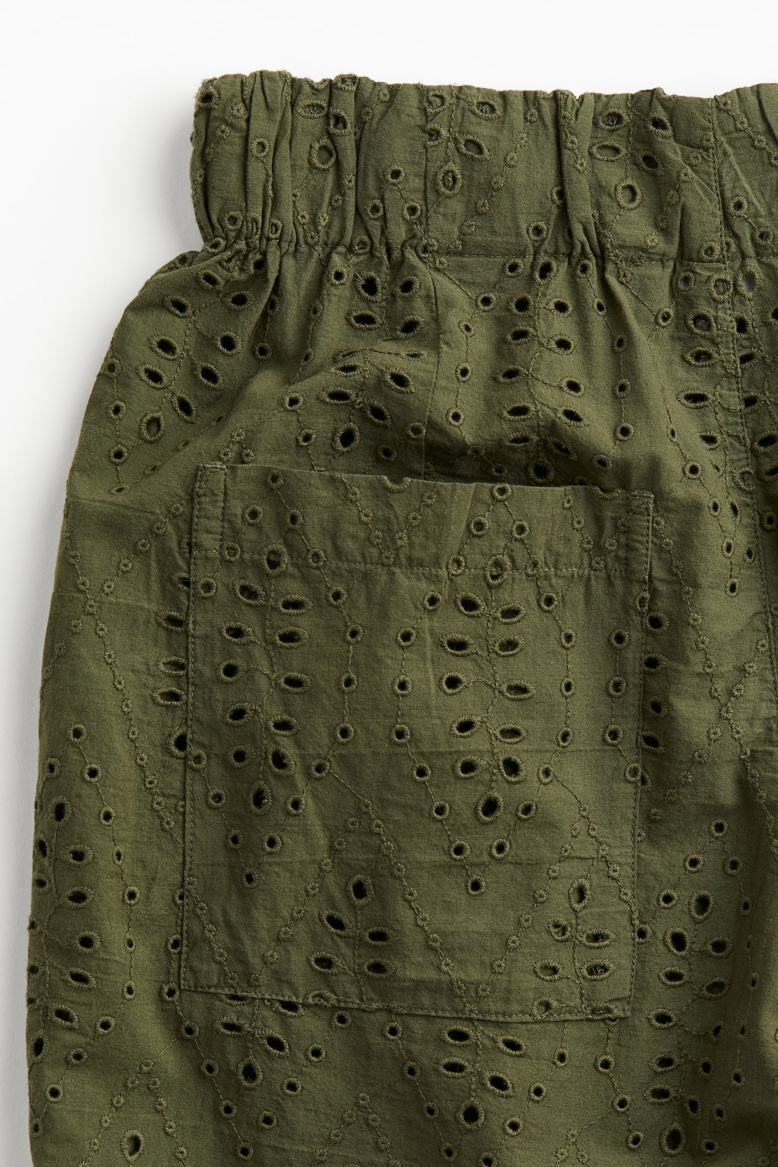 Broderie Anglaise Pants - Dark khaki green - 6