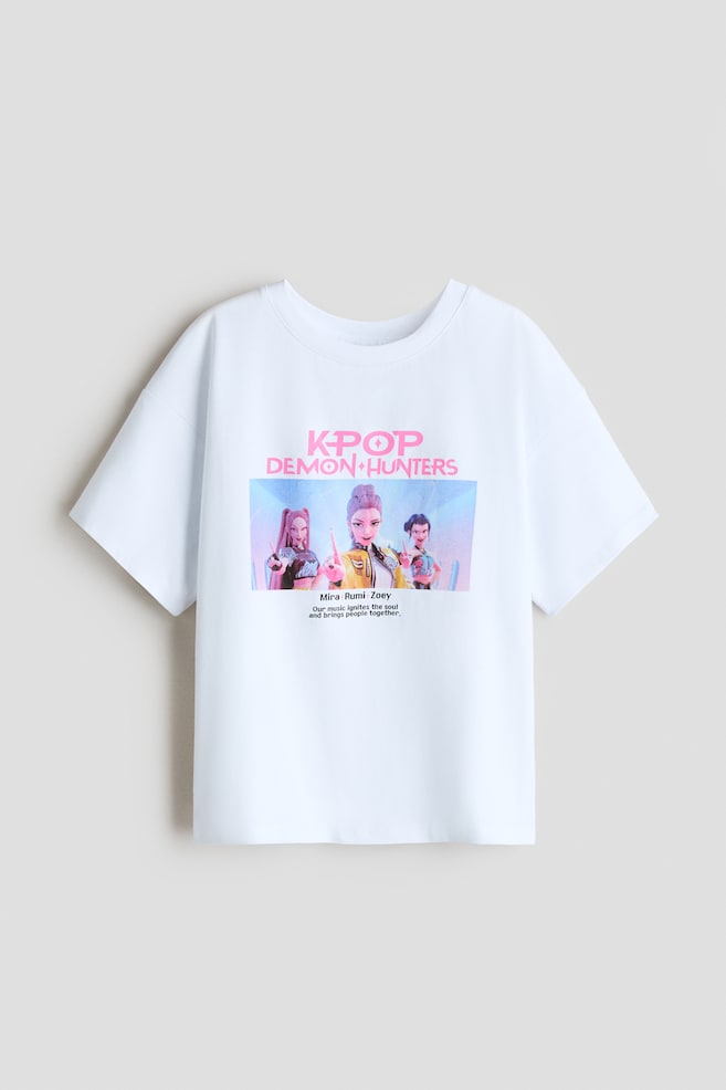 Printed cotton T-shirt - White/KPop Demon Hunters/Light yellow/CapyFun/Dark grey/Lilo & Stitch/White/Pochacco/Light dusty blue/Cinnamoroll/White/Hello Kitty/Black/KPop Demon Hunters/Pink/Lilo & Stitch/Light dusty blue/CapyFun/Ivory/SmileyWorld®/Light pink/Snoopy - 1