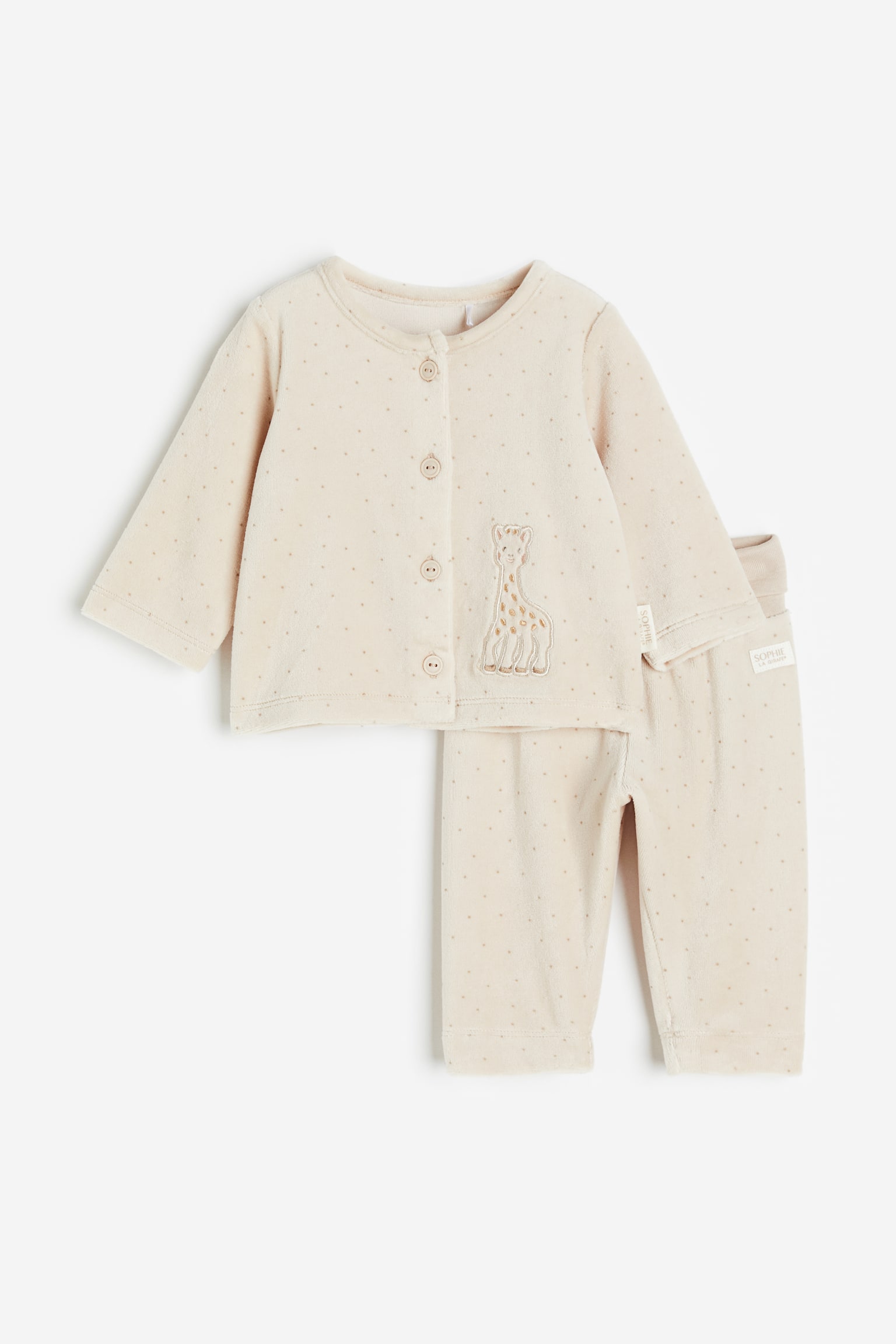 2-piece Velour Set - Light beige/Sophie la girafe - 1