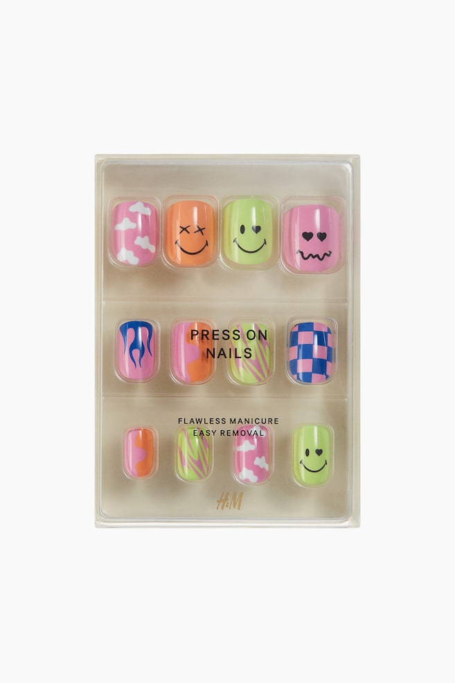 Uñas postizas adhesivas - Chuckle Charms/Lila/Glitter/Blue Swirl/Cherry French Tip/French Silver Chrome/Black Purple Glitter/Blue Aura/Halloween Black Red/Red Glitter/Glitter Silver Tip/Fairy Floss/Ombré Royale/Lavender Haze/Cupid's Kiss/Tangerine Twist/Fruity French Tip/Petal Perfection/Amethyst Allure/A French Favourite/Fierce Tips - 1