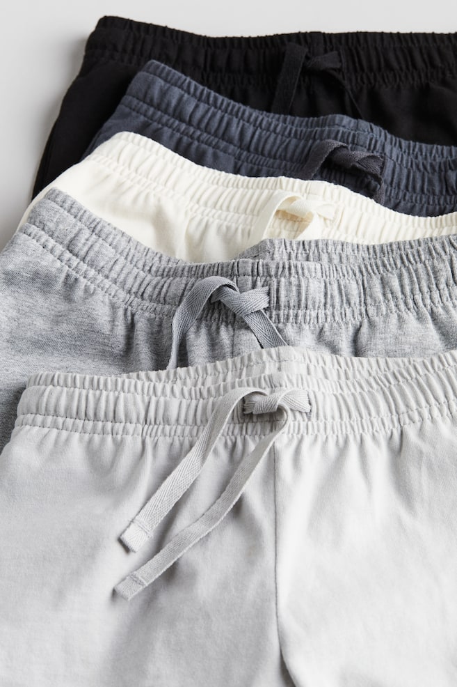 Lot de 5 shorts en jersey de coton - Gris foncé/gris clair/Turquoise/vert kaki foncé - 2
