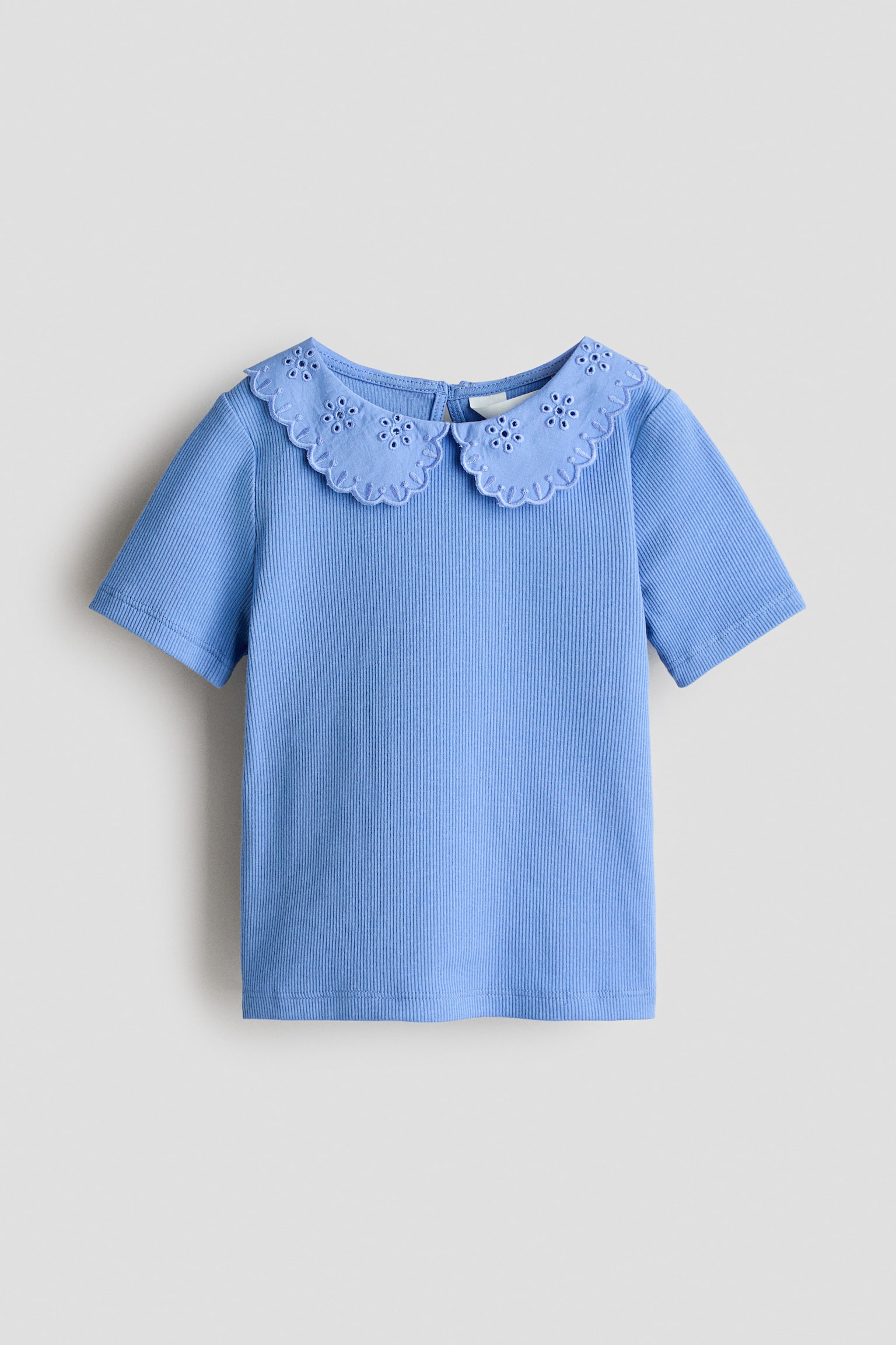 חולצת ריב עם צווארון - כחול/קרם - 1