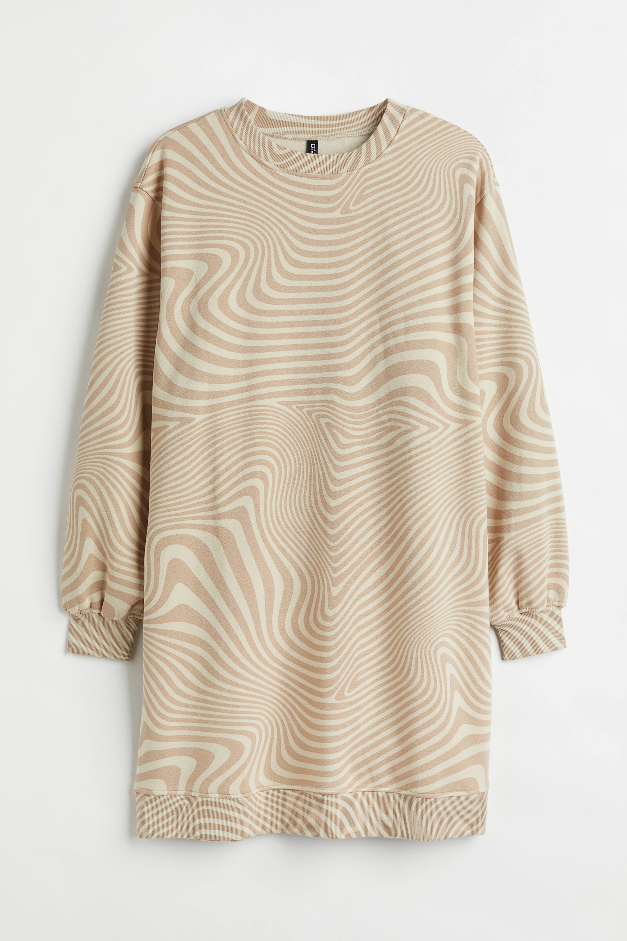 View larger image: H&M+ Sweatshirt dress - Light beige/Patterned - Ladies | H&M 1