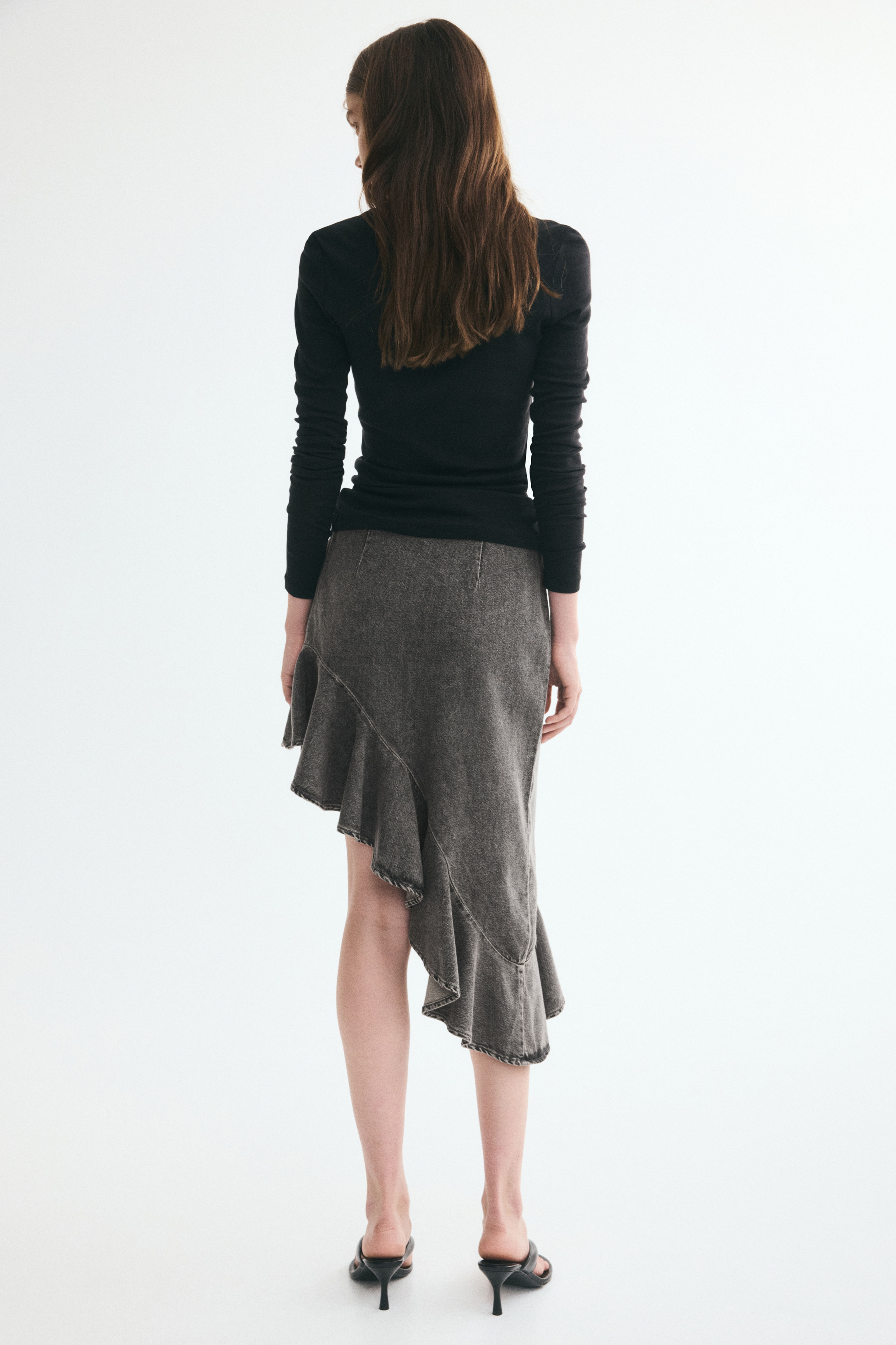 Asymmetric Denim Skirt