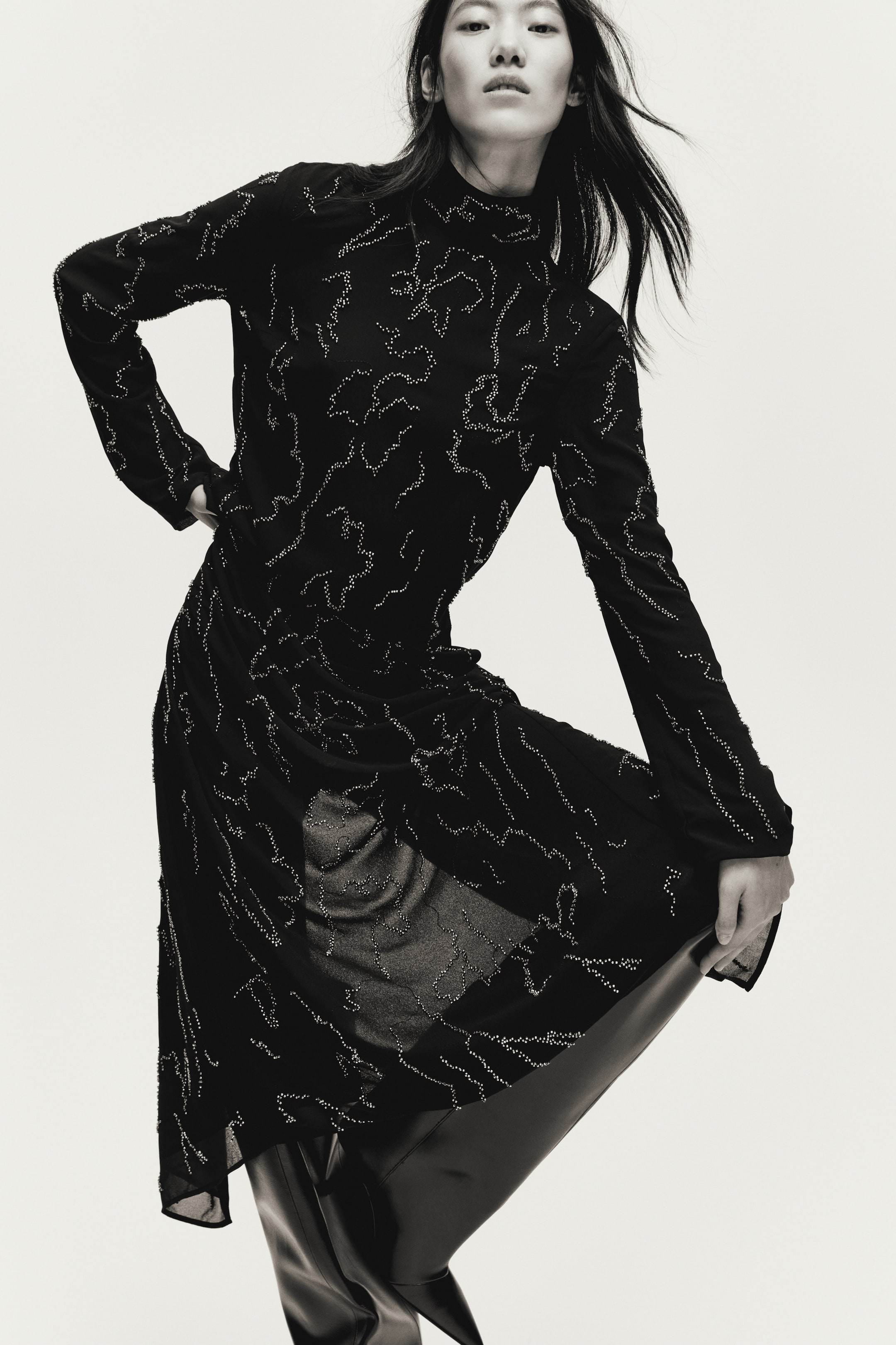 View larger image: Bead-embellished maxi dress - Black - Ladies | H&M US 1