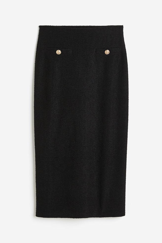 Textured pencil skirt - Black/Light beige - 2