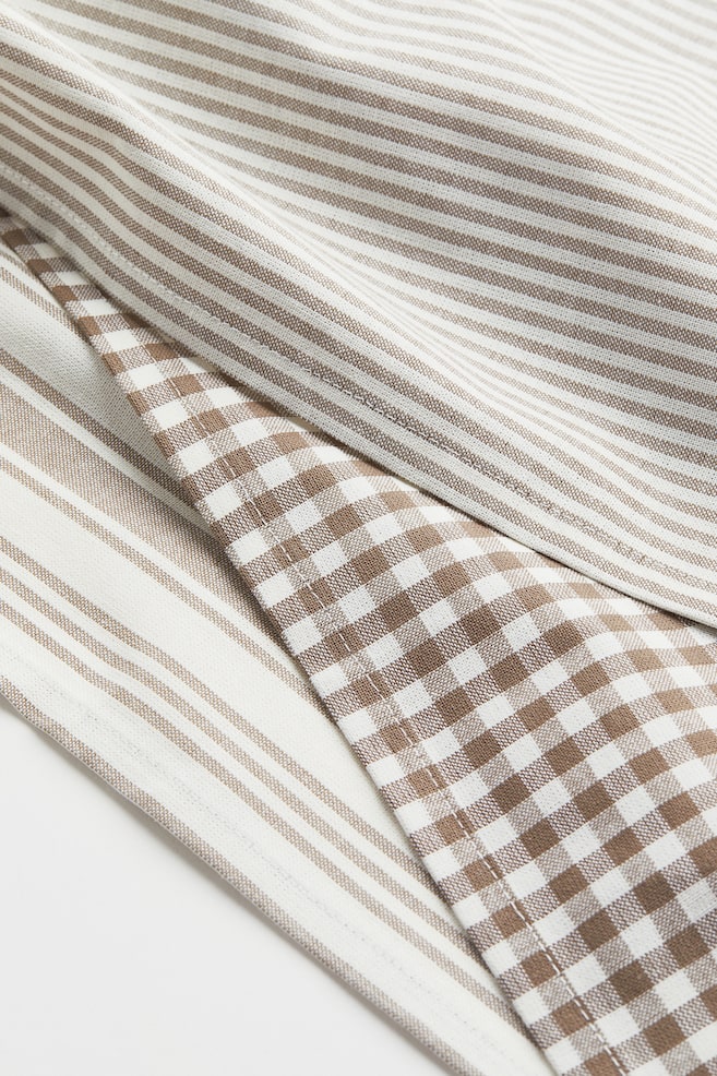 3-pack kjøkkenhåndkle i bomull - Lys brun/Mørk grå/Grønn/Mønstret - 3