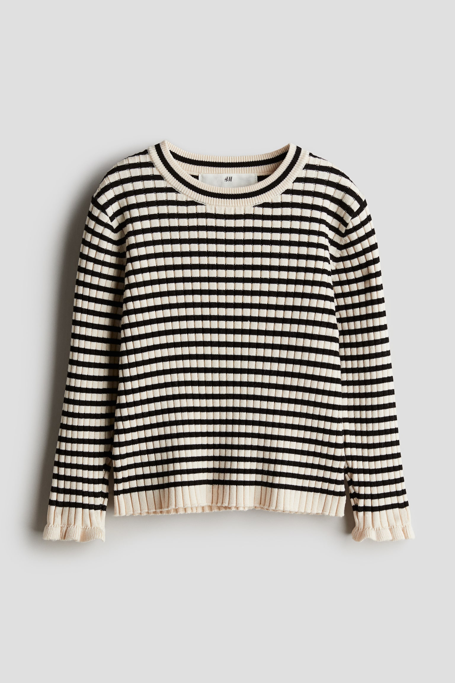 Rib-knit jumper - Light beige/Striped/Light pink/Red/Natural white/Striped - 1