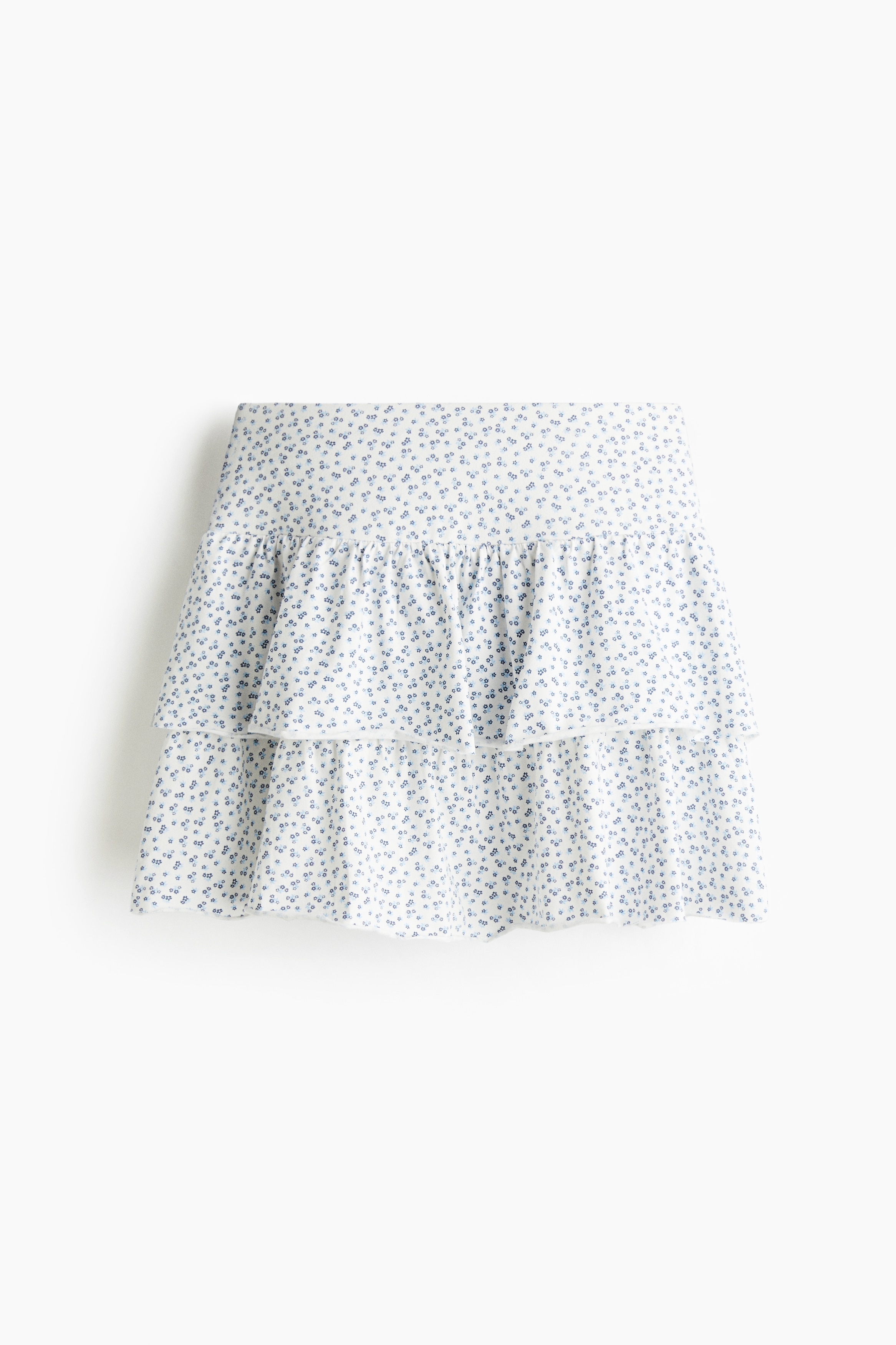 Tiered Jersey Mini Skirt - White/floral/Black