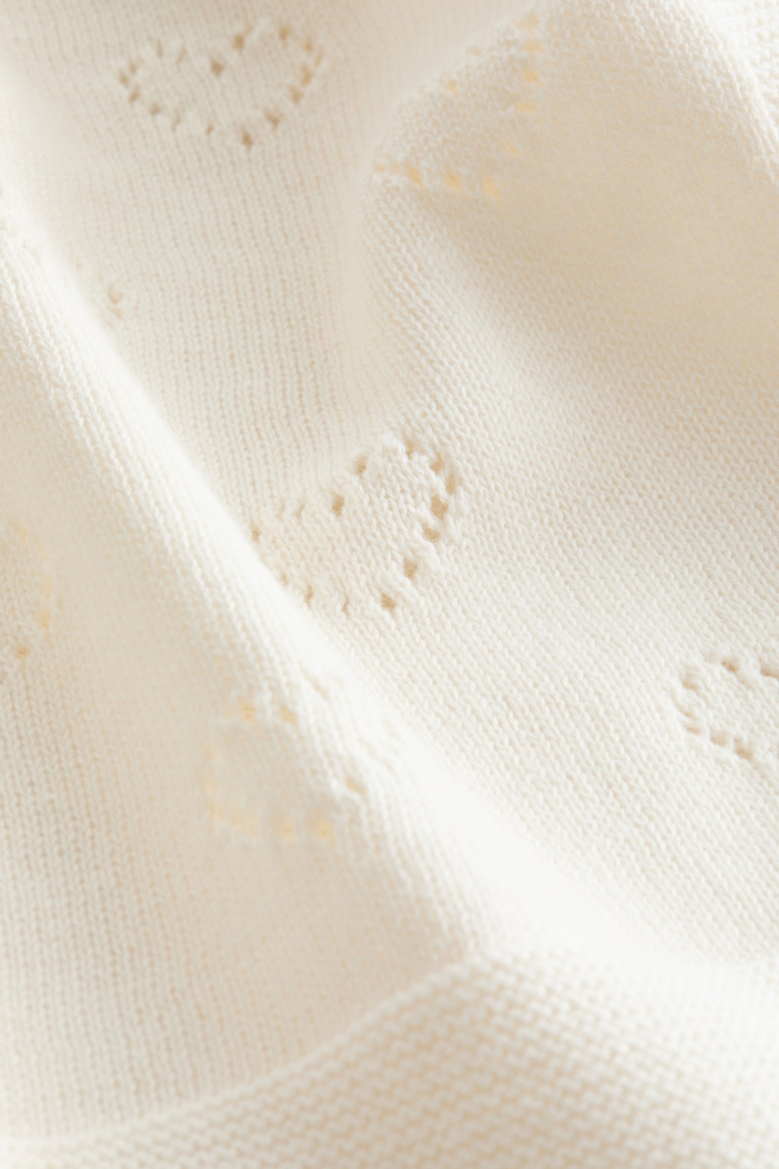 שמיכת כותנה פוינטל לתינוק - לבן - 5