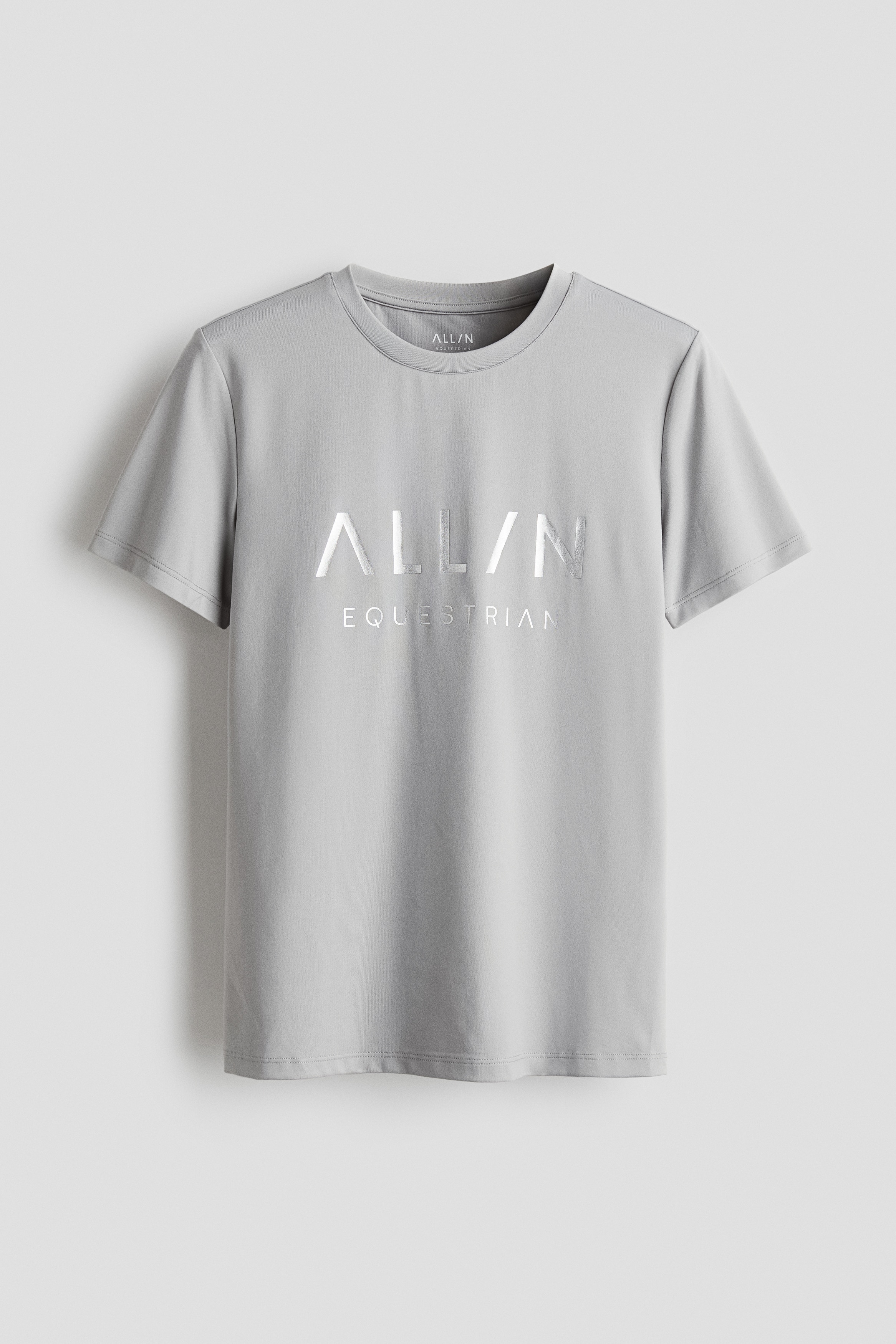 T-shirt med motiv - Ljusgrå/Svart