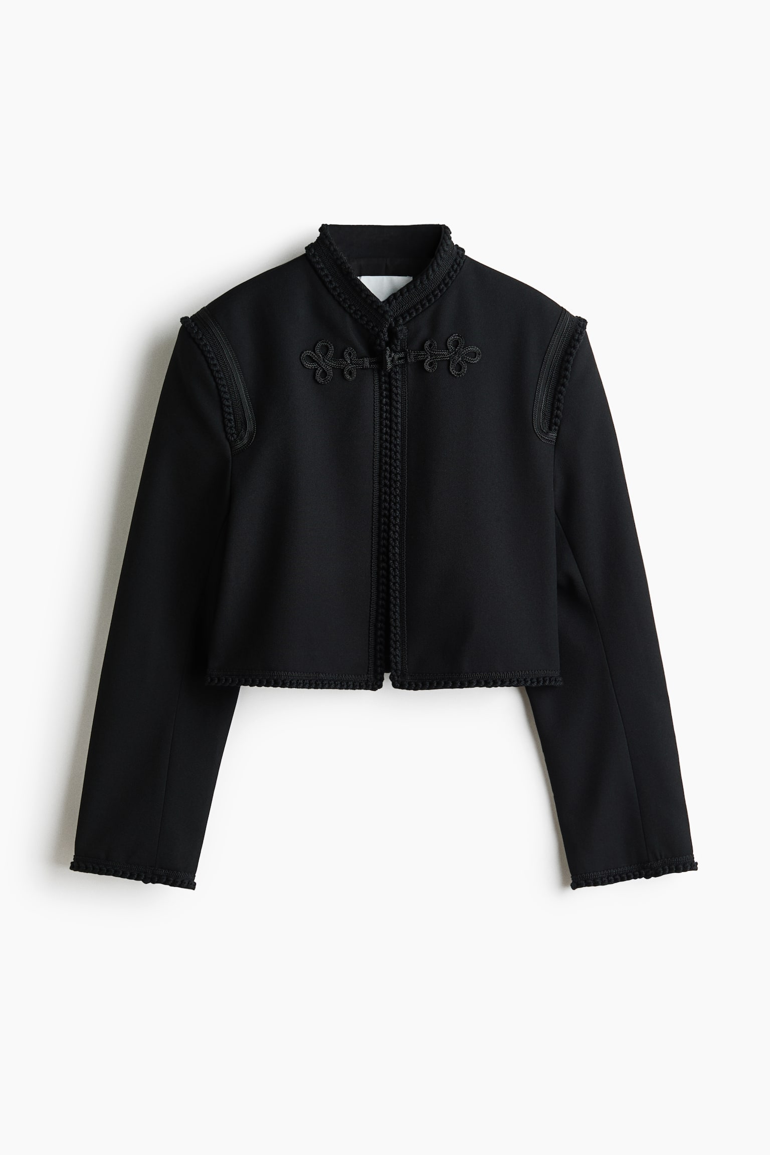 Женская куртка H&M Cropped Braid-Detail, цвет: Чёрный — фото 1