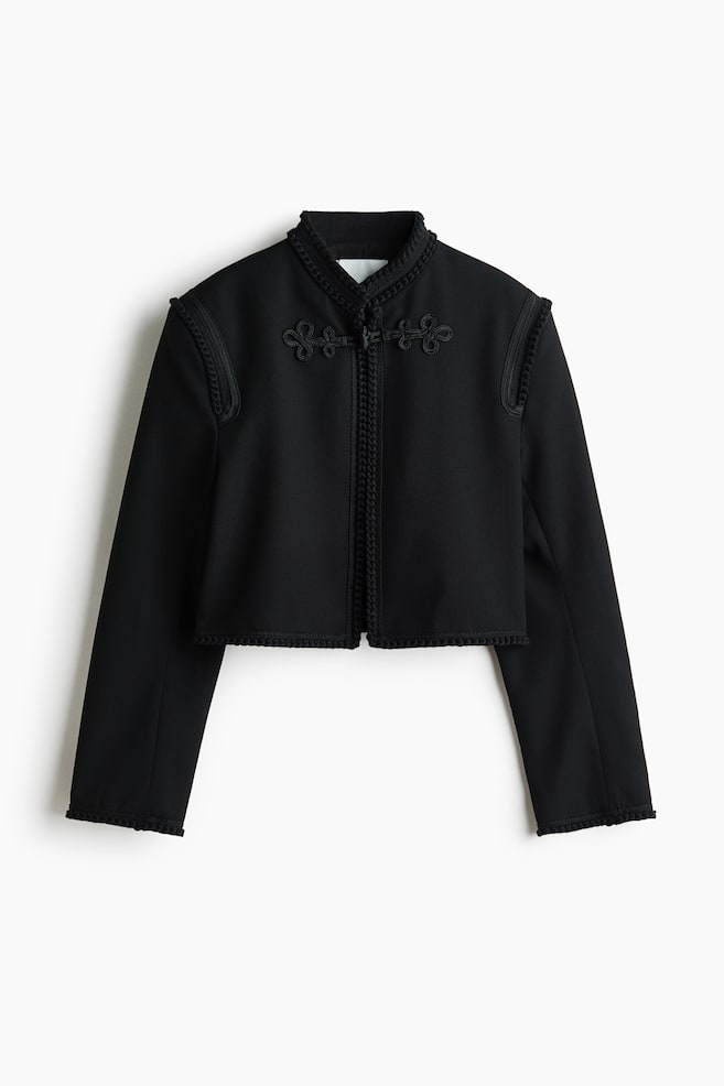 Cropped braid-detail jacket - Black - 1