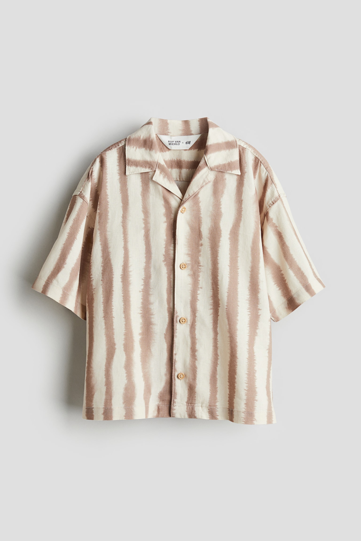 Linen Blend Resort Shirt - Dark beige/Stripe - 1