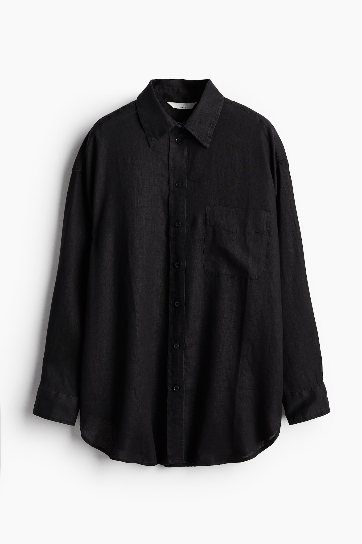 Oversized linen shirt - Black/Dark khaki green/White/Light pink - 2