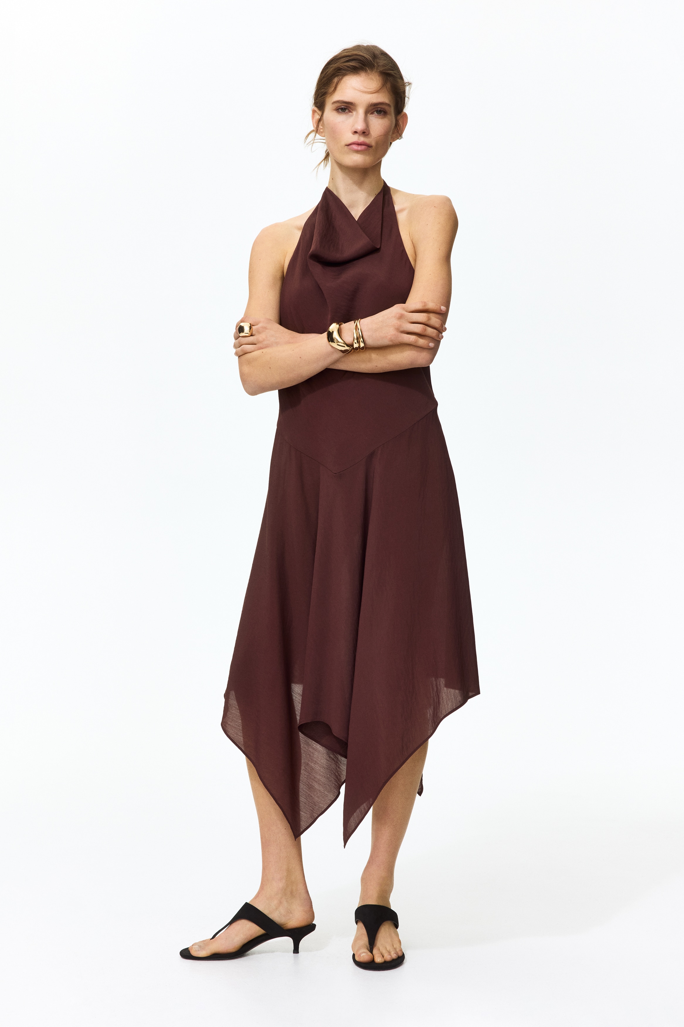 brown dress satin Sample Copper Tilley Satin Dress