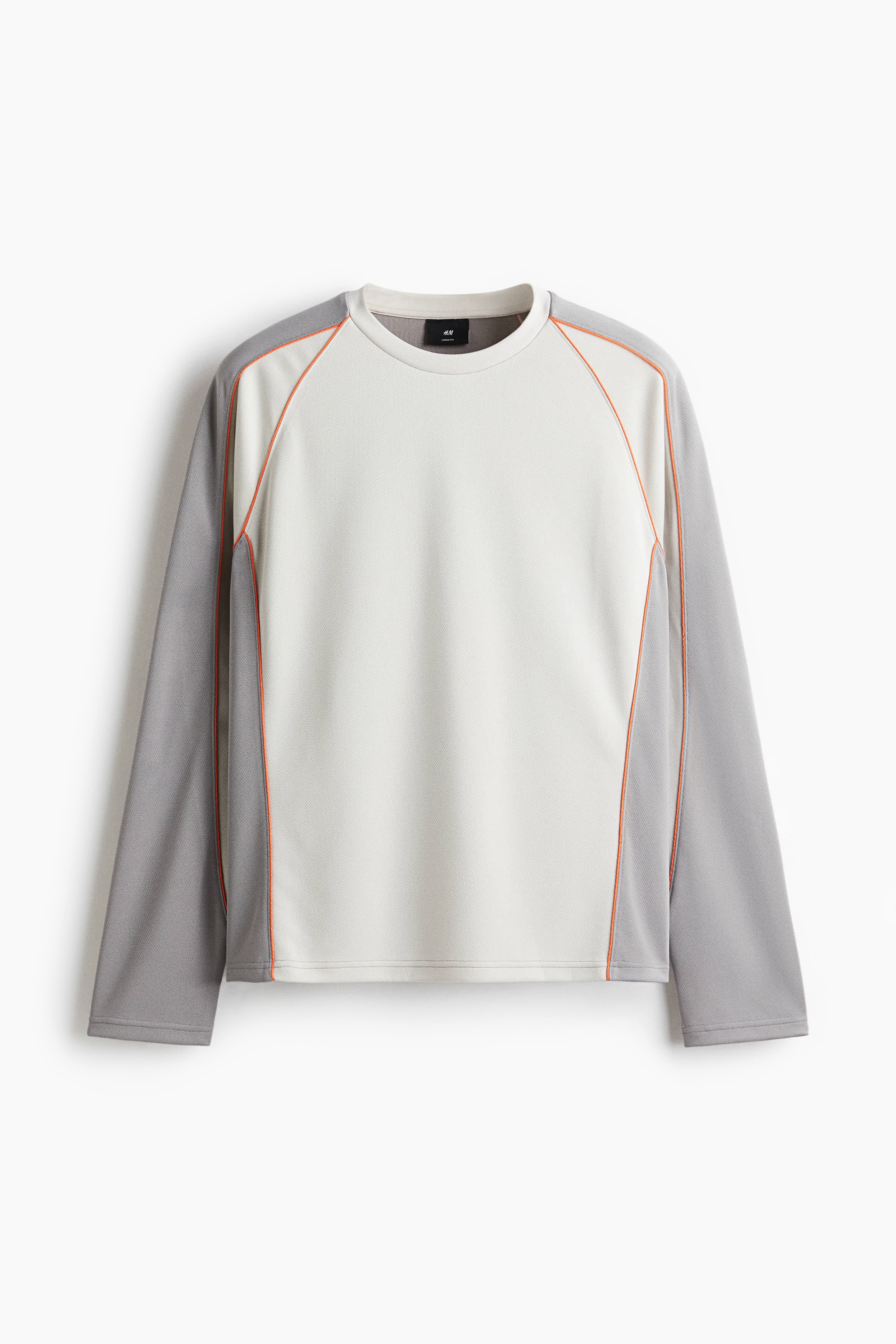 Loose-Fit Long-Sleeved Mesh Shirt - Gray/color block