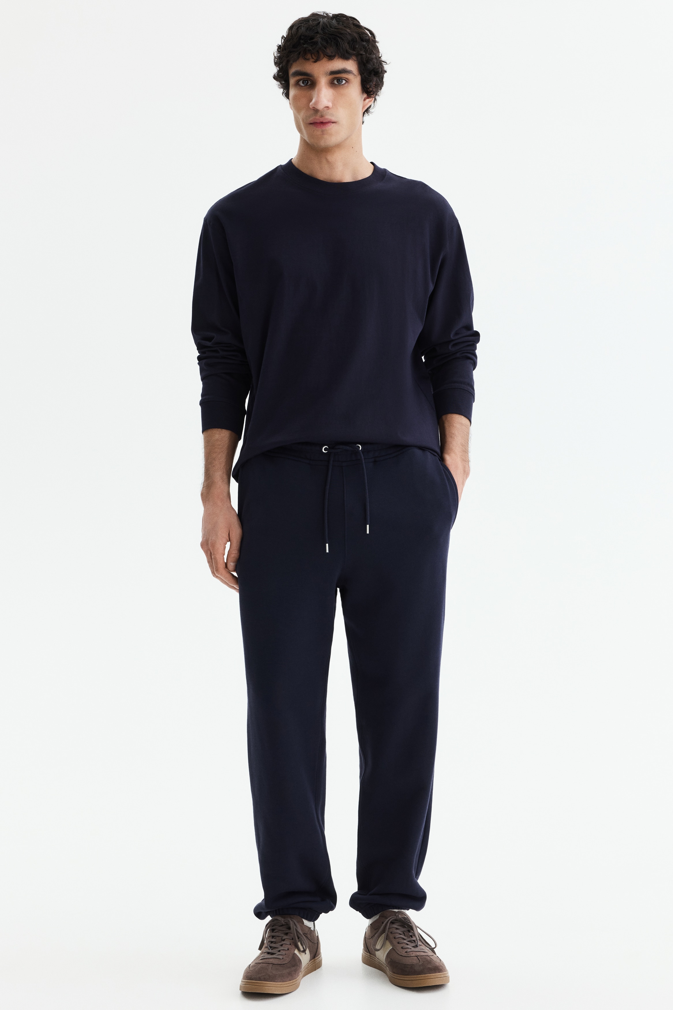 休閒剪裁運動長褲 - 海軍藍/黑色/灰色/淺灰混色