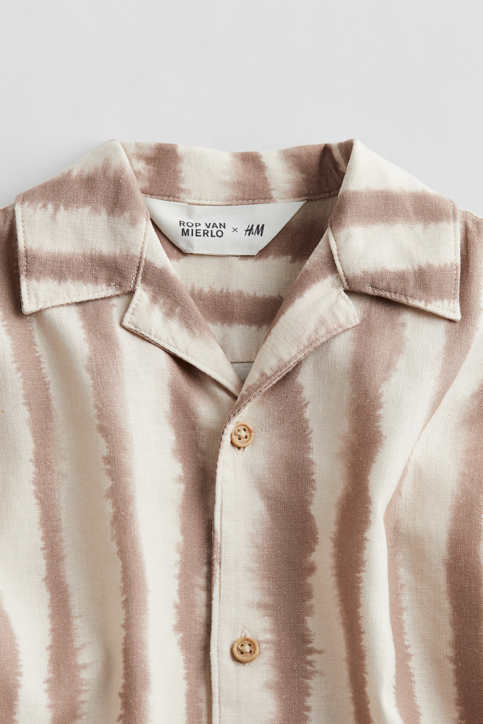 Linen Blend Resort Shirt - Dark beige/Stripe - 4