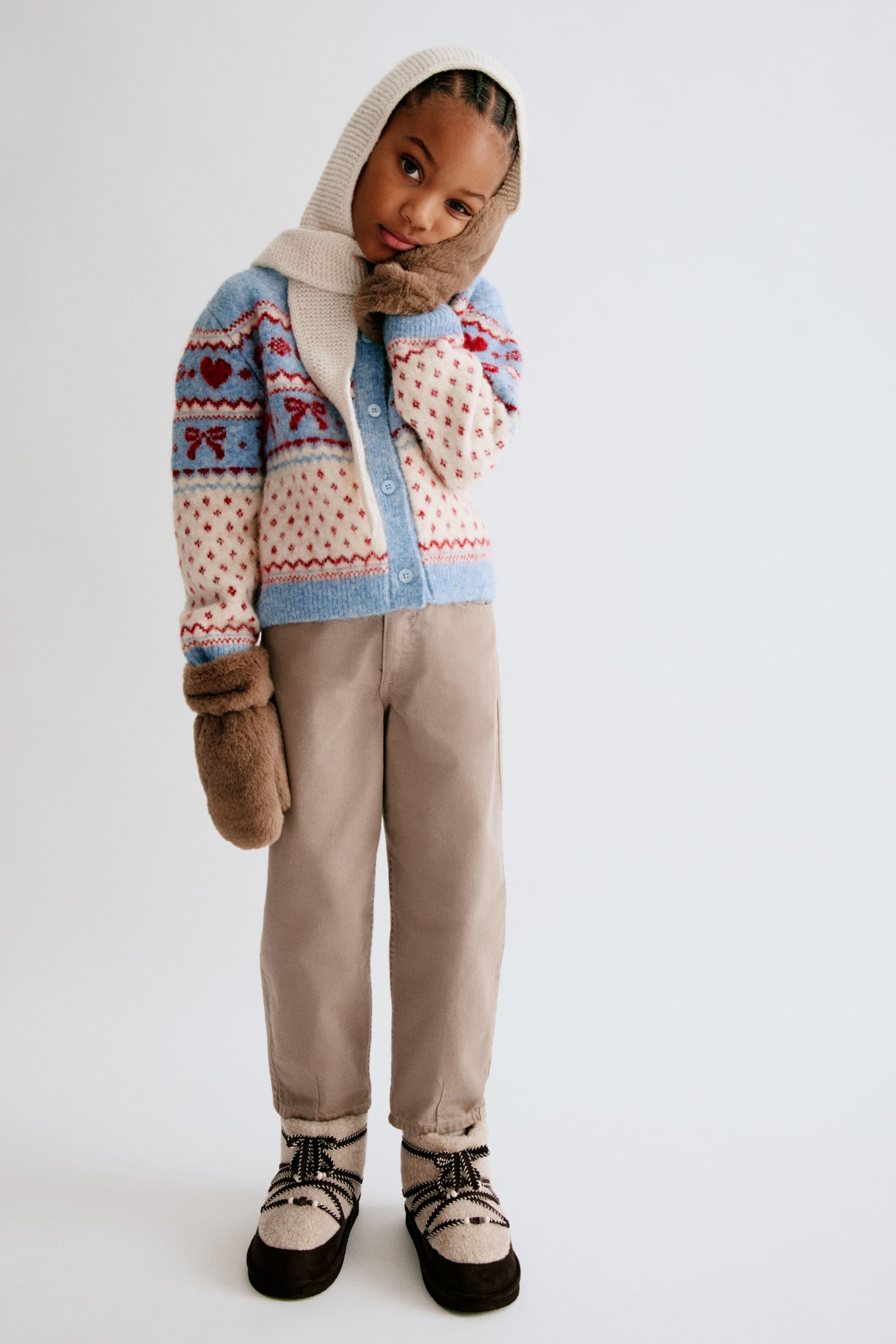 Детский кардиган H&M Jacquard-Knit, цвет: Пыльный синий — фото 5