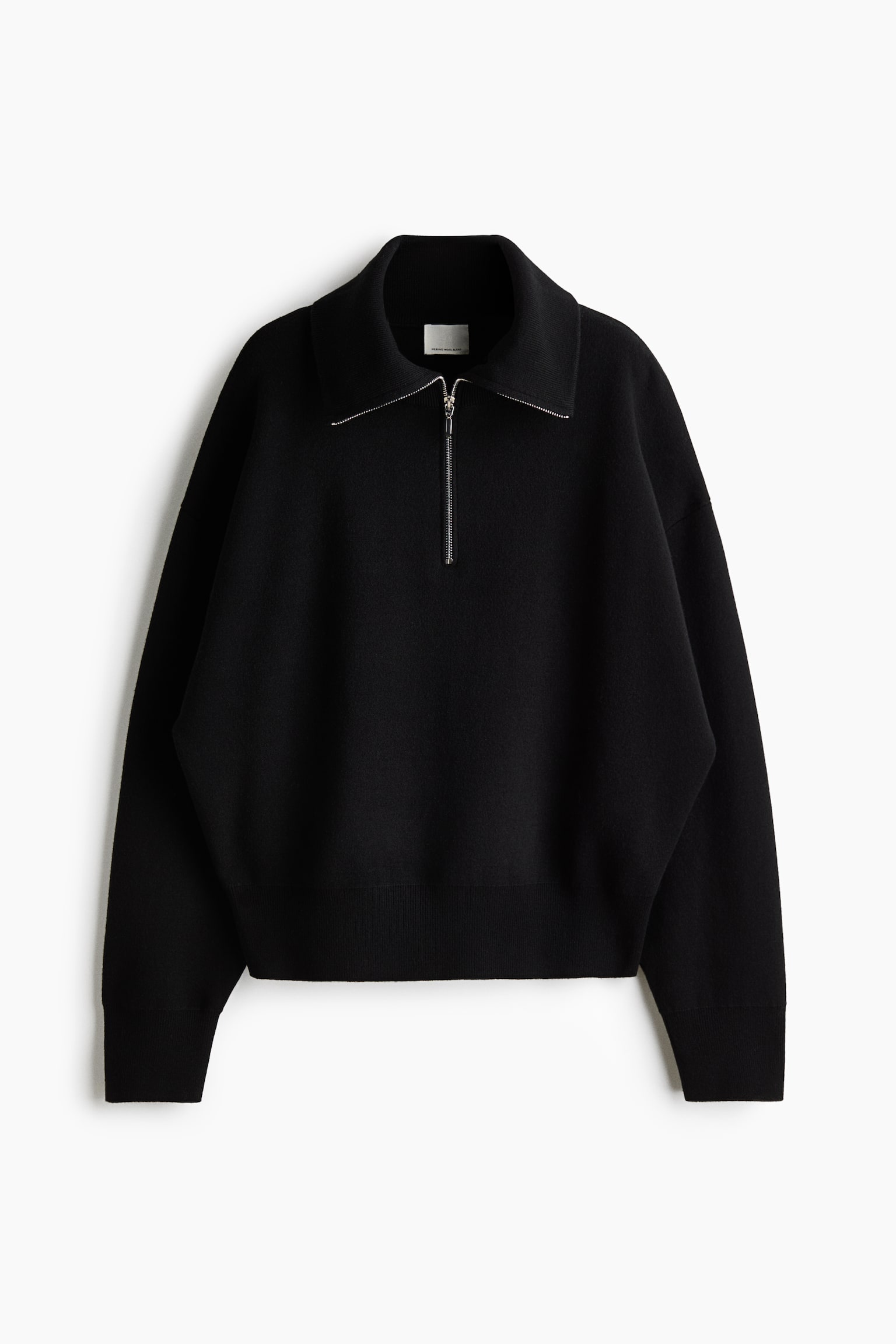 Женский свитер H&M Half-Zip Wool-Blend, цвет: Чёрный — фото 1