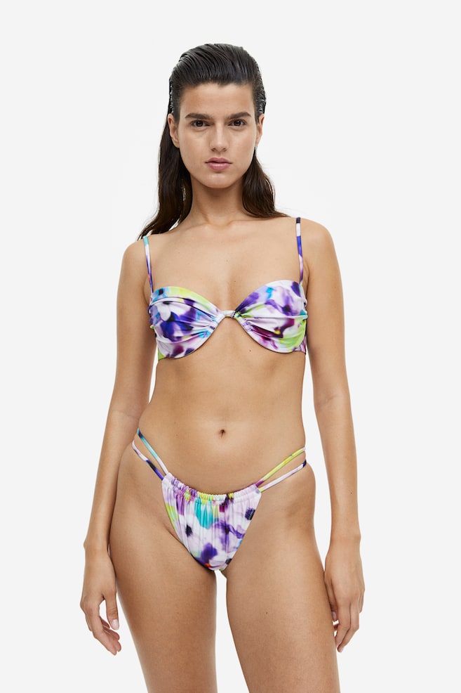 Padded bikini top - Purple/Floral/Turquoise/Black/Lime green - 1