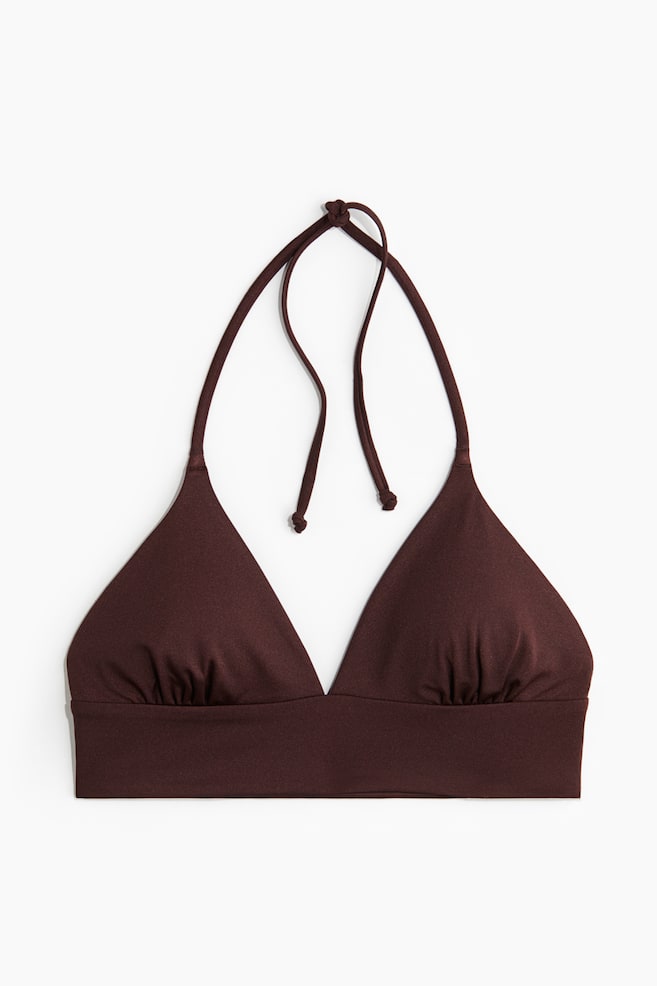 Wattiertes Triangel-Bikinitop - Dunkelbraun/Schwarz/Greige/Weiß - 1