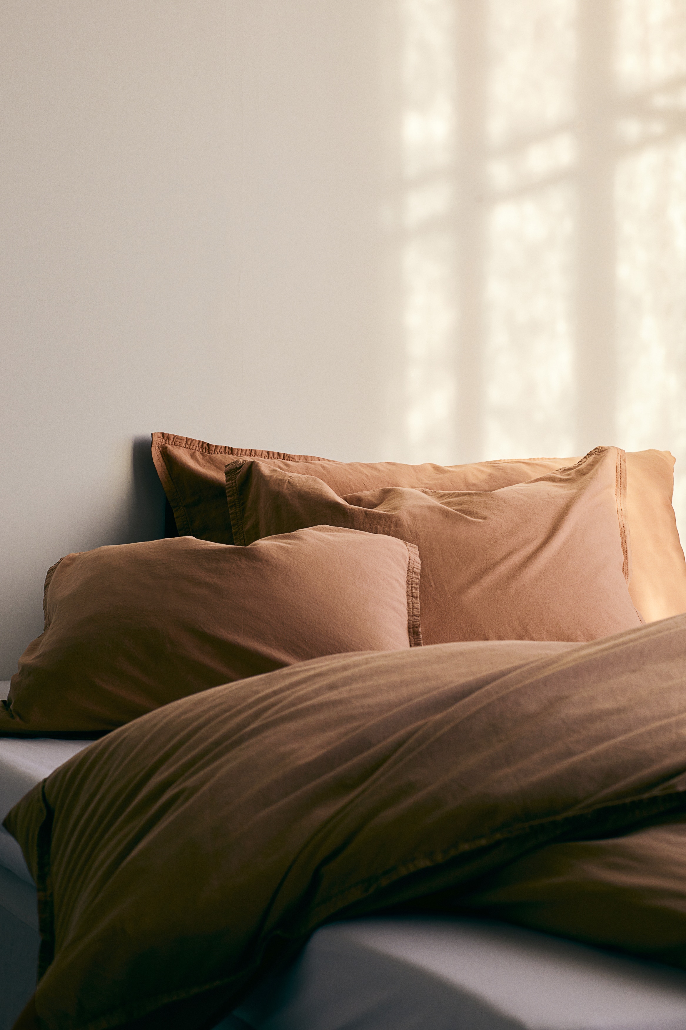 Baumwollbettwäsche für Doppelbett/Kingsize-Bett - Rostfarben/Hellbeige/Weiss/Dunkelbraun/Mattgelb