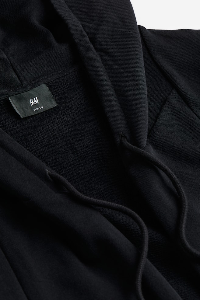 Long, hooded cardigan - Black/Dark grey - 7