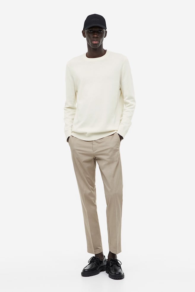 Slim Fit Fine-knit cotton jumper - Cream/Black/Dark beige marl/Light beige/dc/dc - 6