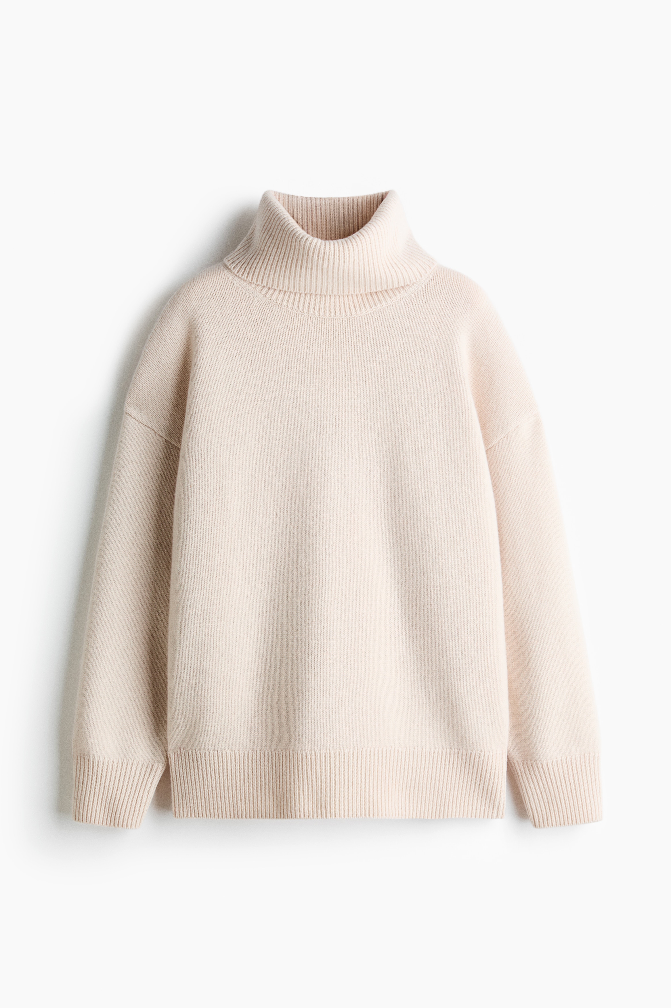 Cashmere-Blend Turtleneck Sweater - Light beige/Gray