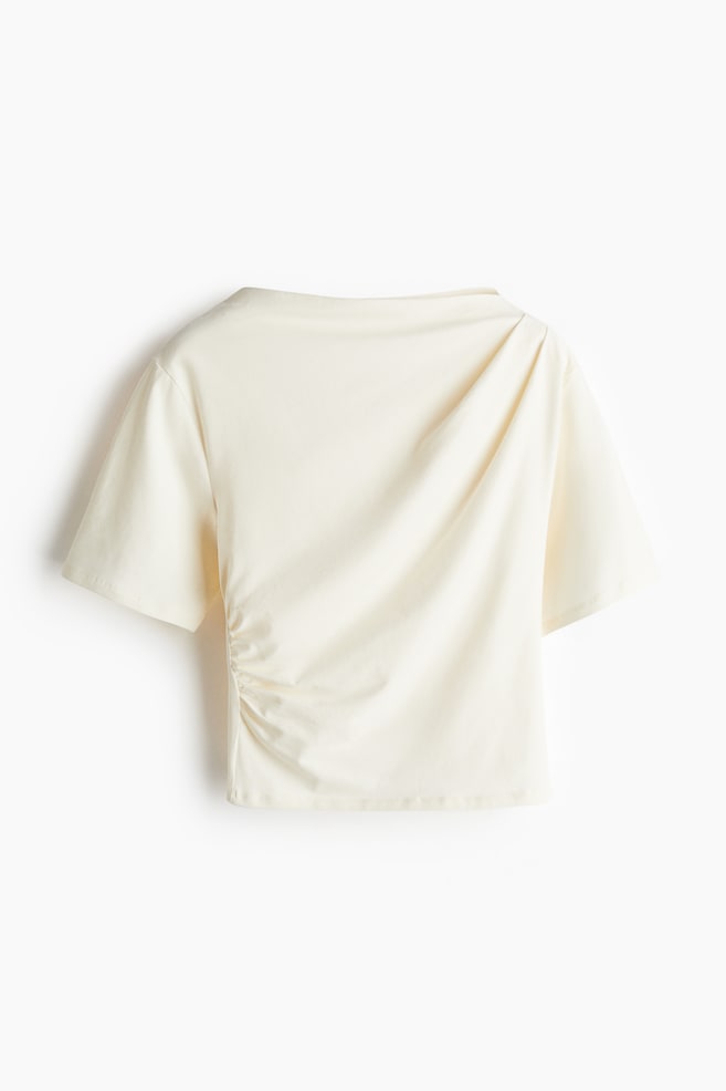Draped T-shirt - Cream/Light blue - 1