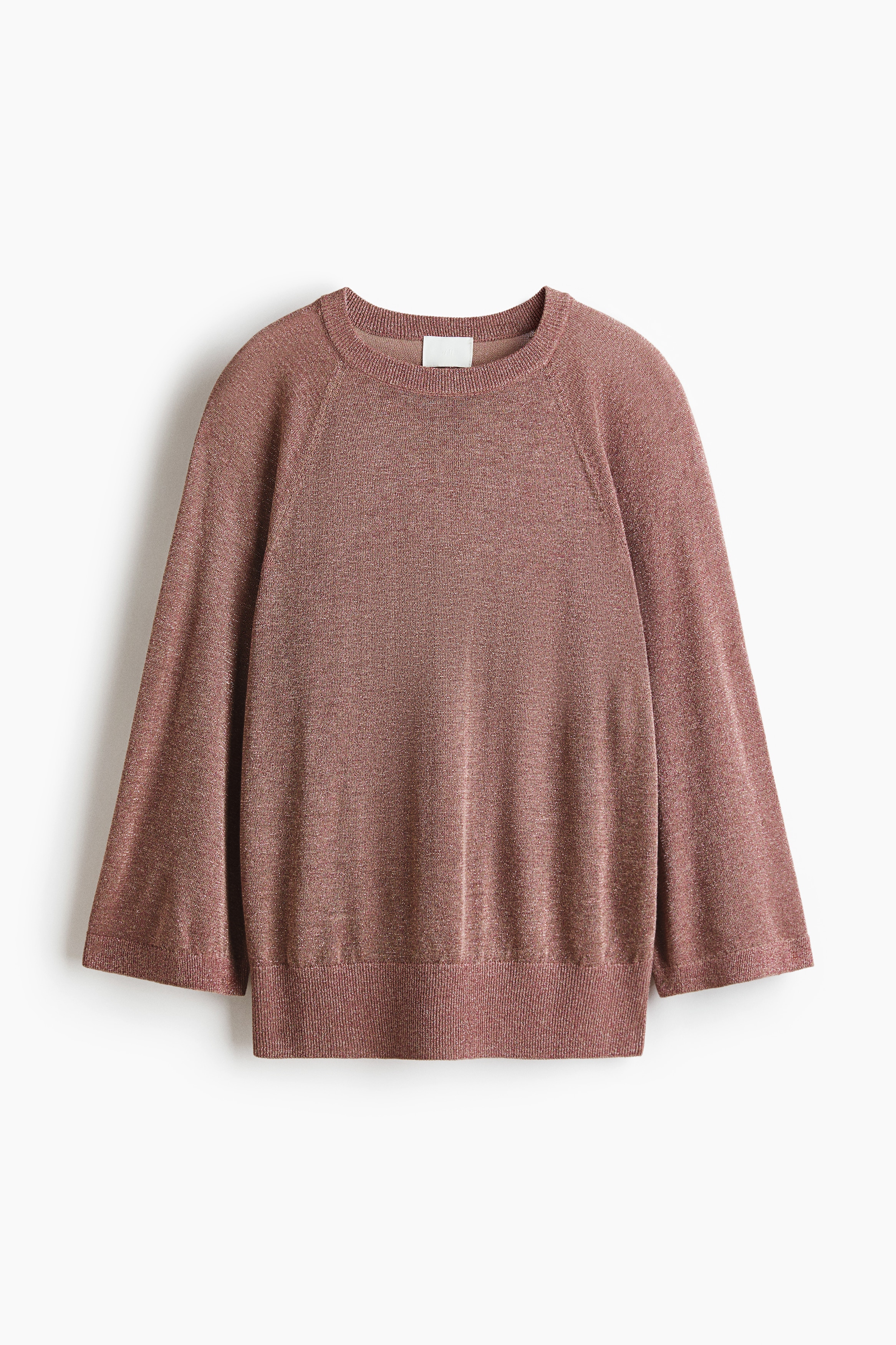 Top in maglia fine glitter - Rosa polvere mélange/Verde kaki scuro/Grigio scuro