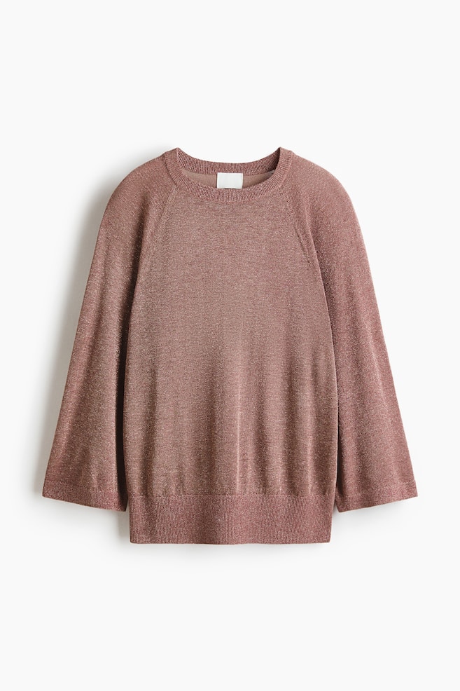 Fine-knit glittery top - Dusty pink marl/Dark grey/Dark khaki green - 1