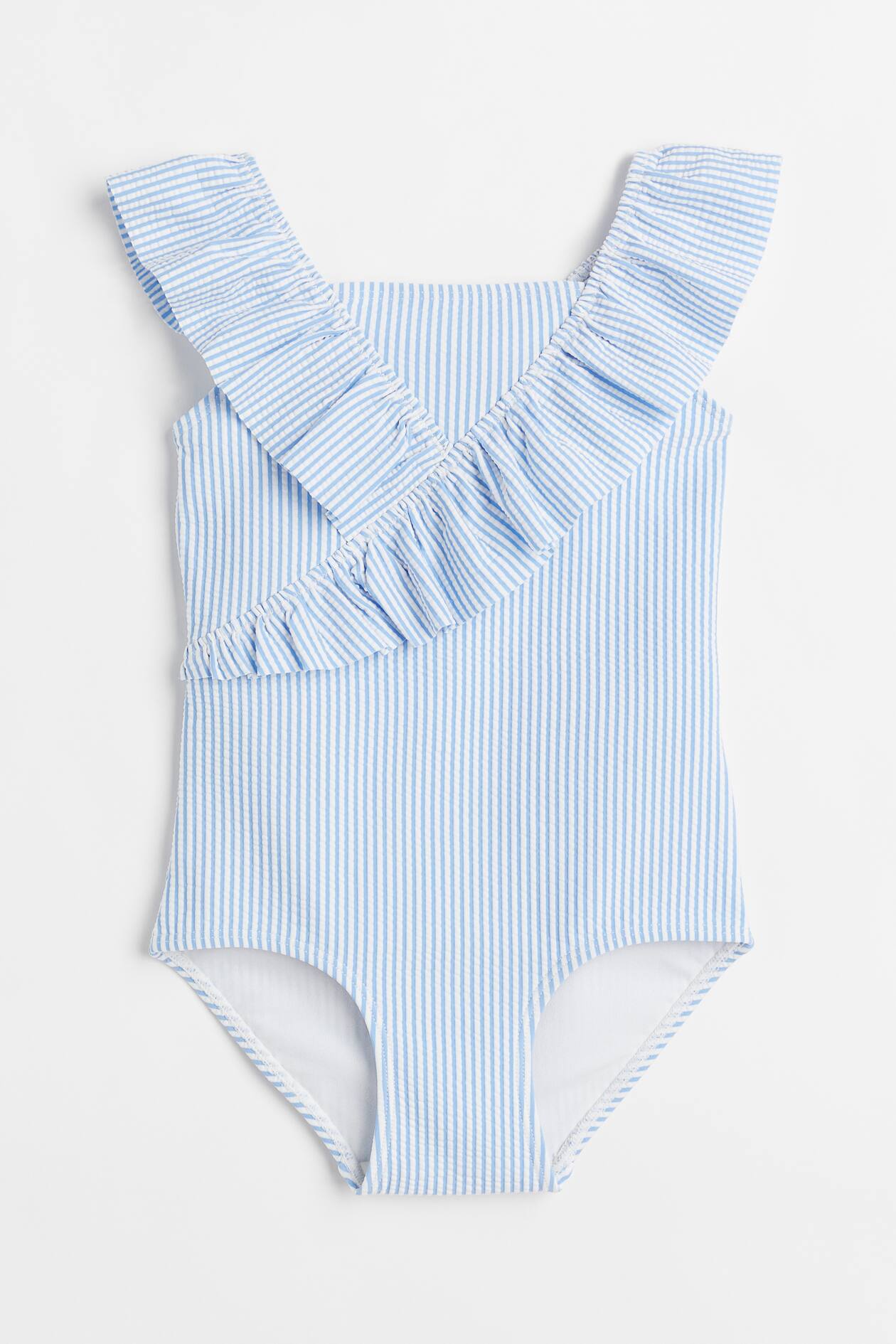 Swimsuit with Flounces - Light blue/white - Kids | H&M US