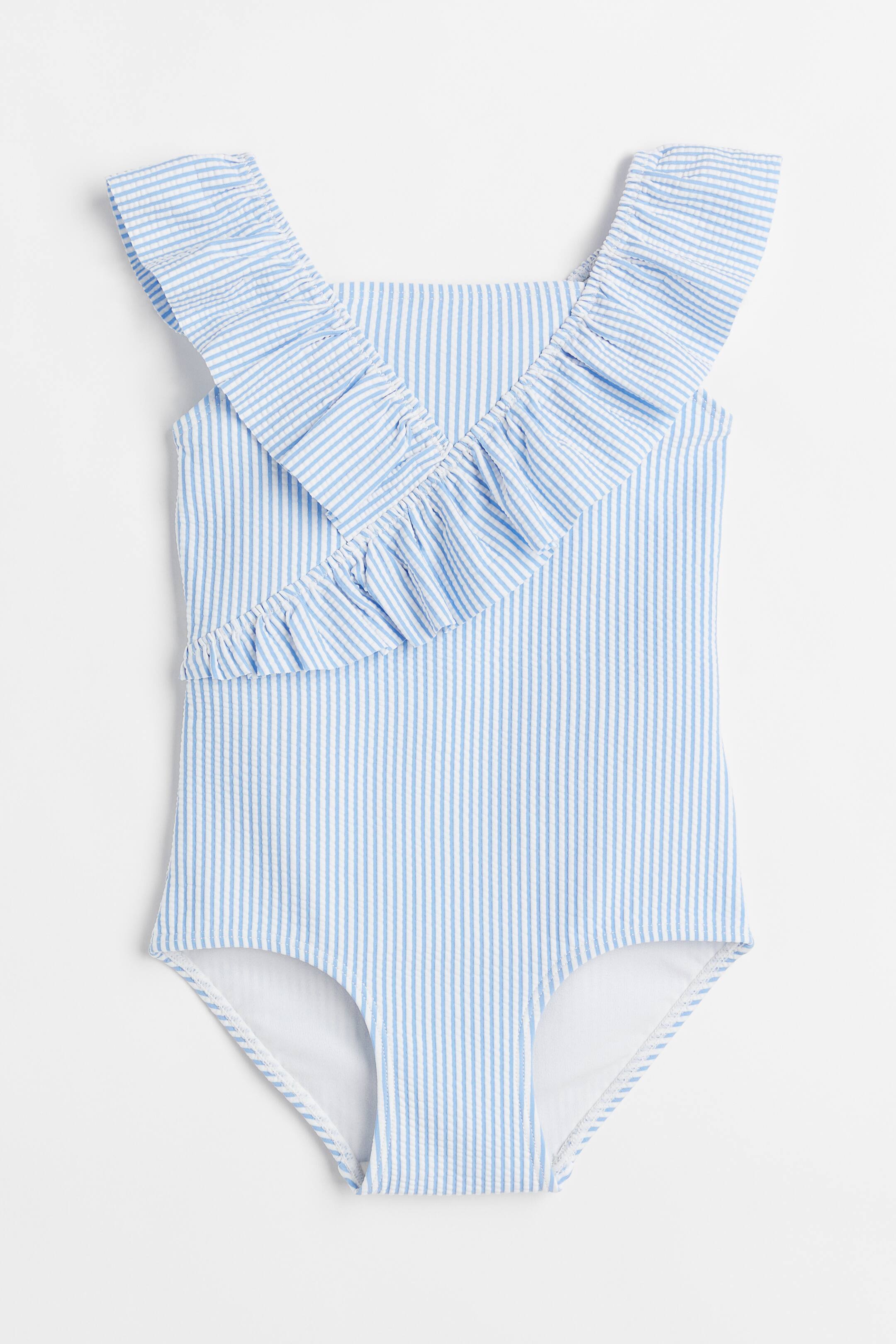View larger image: Flounced swimsuit - Light blue/White | H&M 1