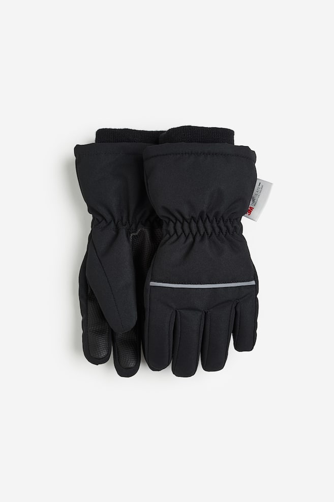 Water-repellent padded gloves - Black - 1