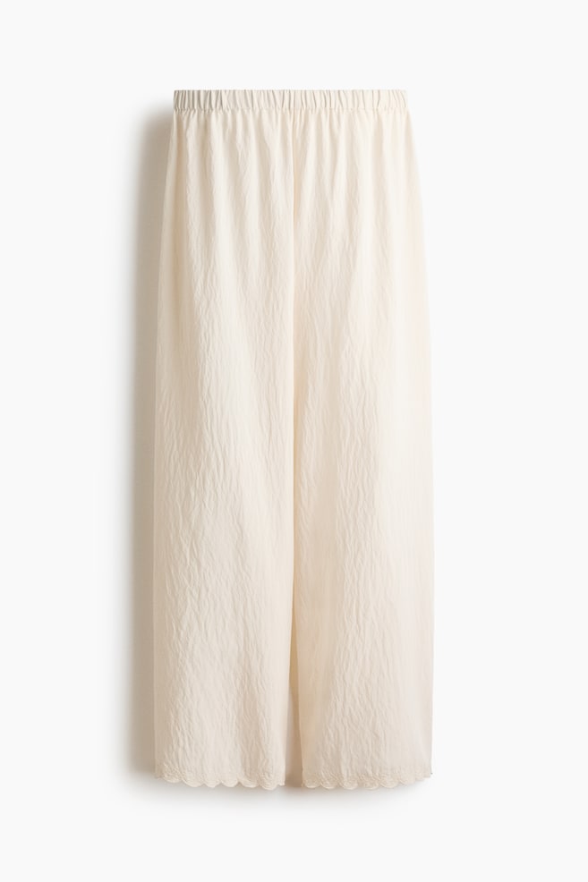 Pantalon droit à bords festonnés - Crème - 1