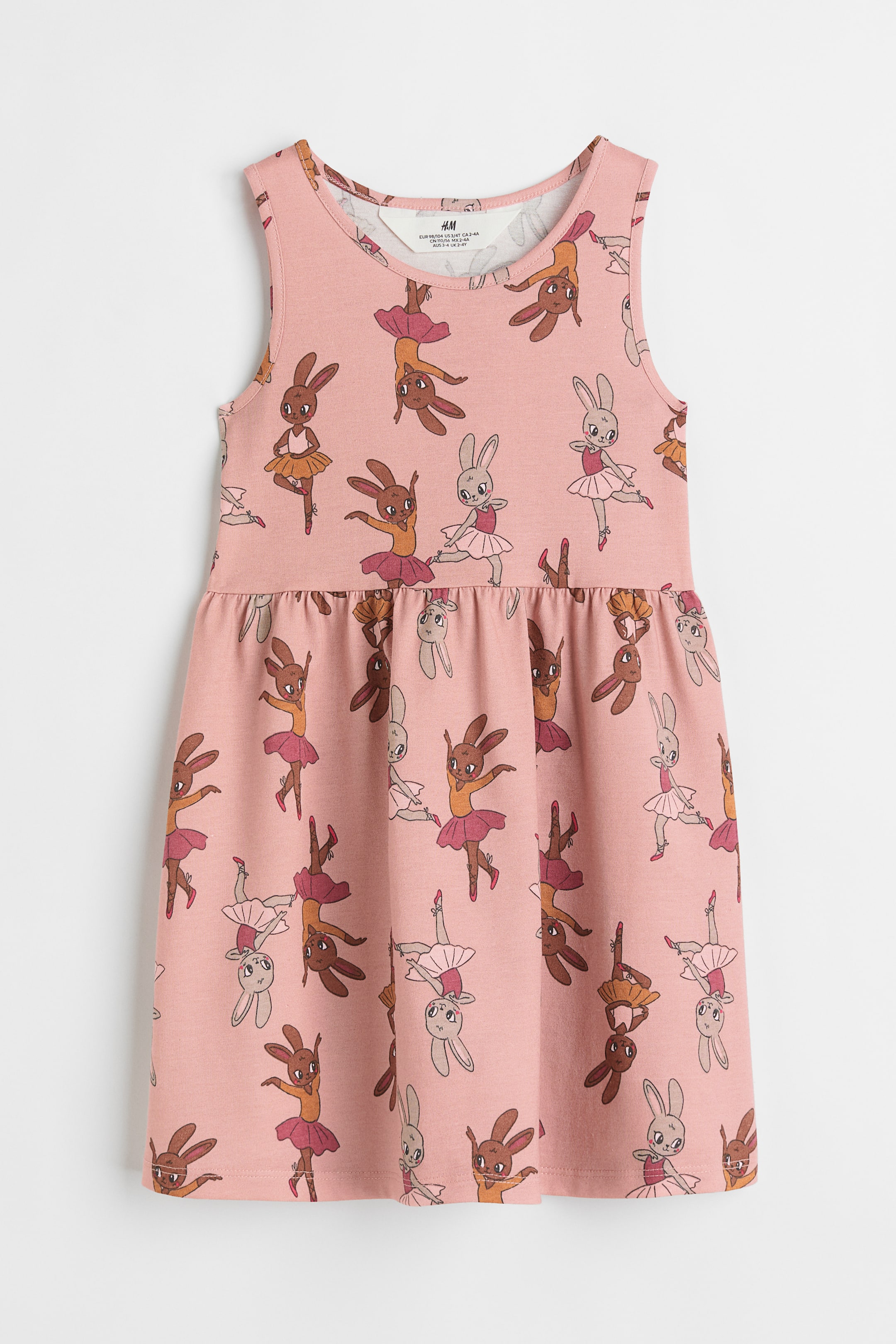 Light pink/Rabbit ballerinas Patterned jersey dress for kids | H&M