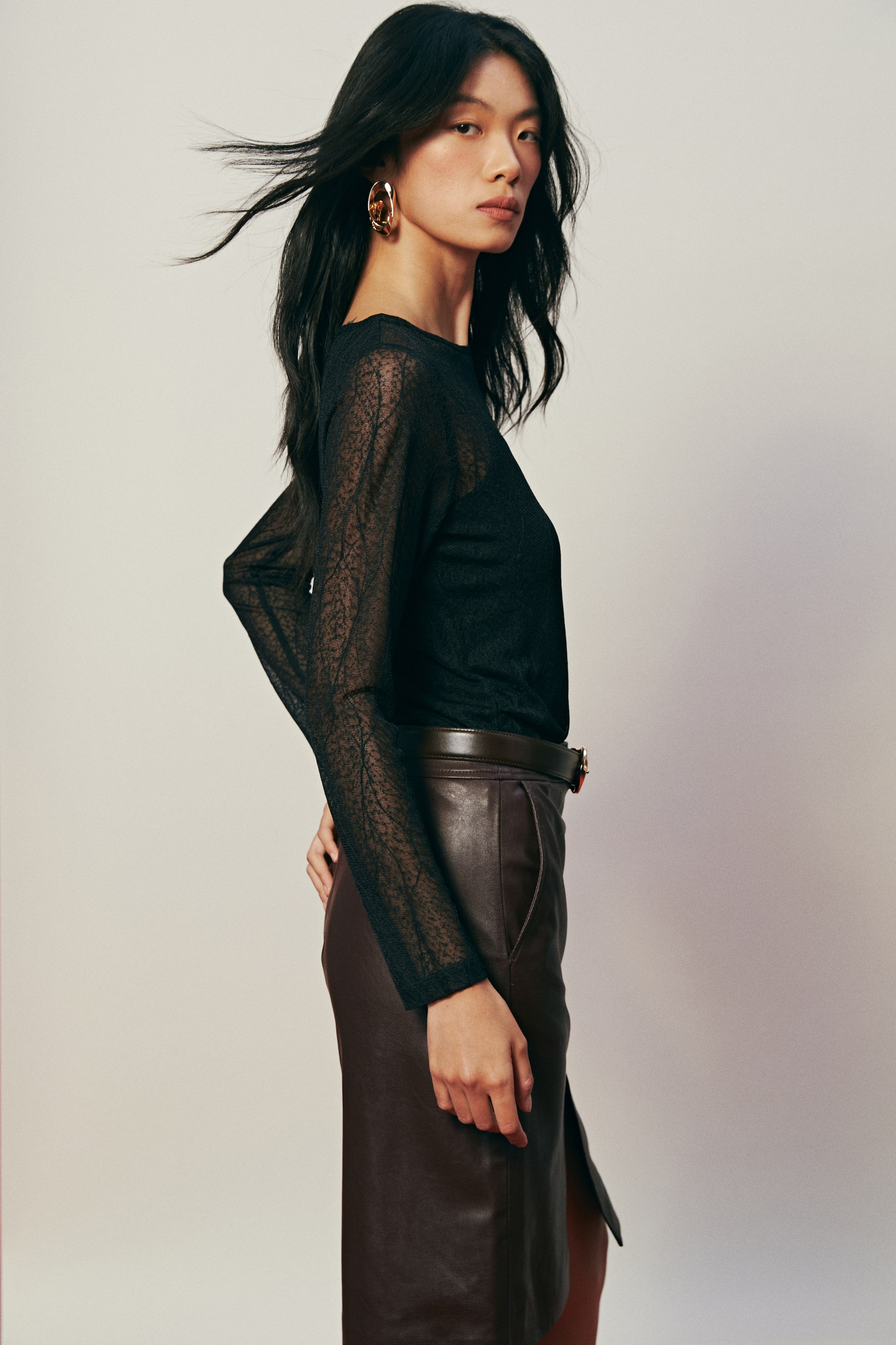View larger image: Draped lace top - Black - Ladies | H&M PH 1