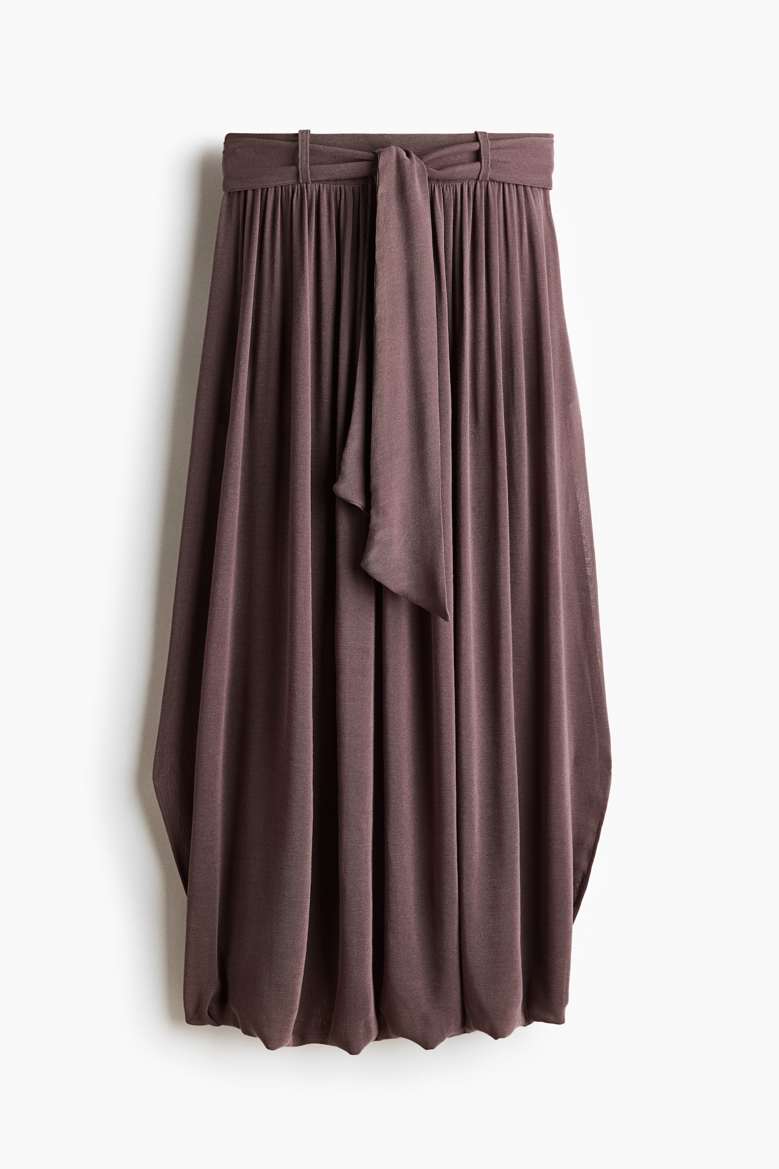 Weite Hose mit Bindegürtel - Dunkles Mauve - 1