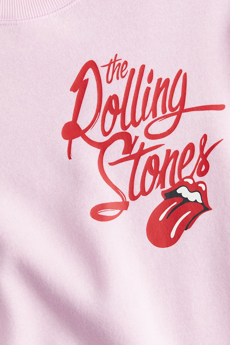 Felpa oversize con motivo stampato Rosa chiaro/The Rolling