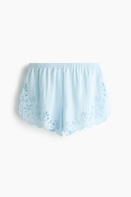 Shorts med broderie anglaise