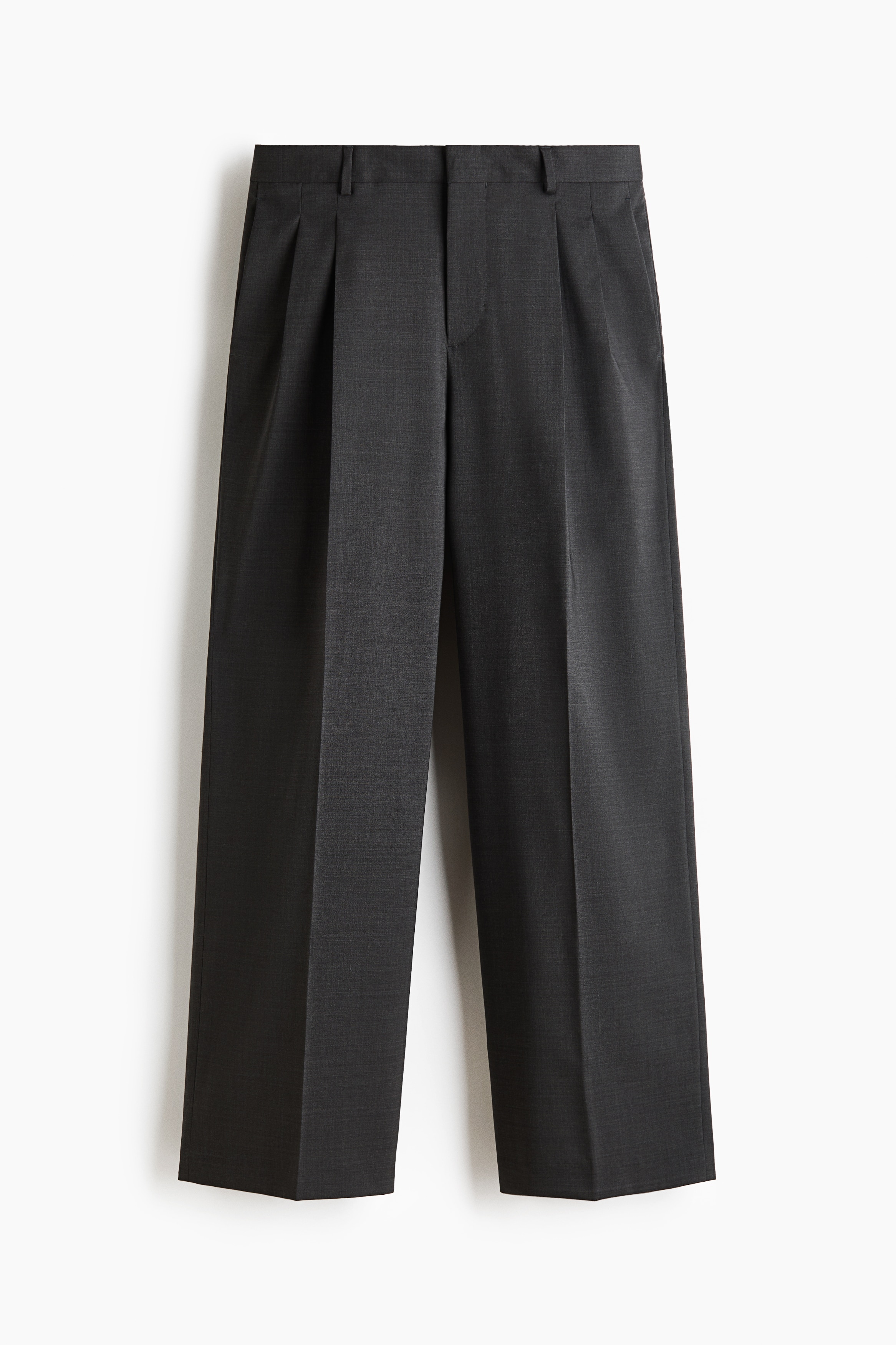 Loose-Fit Wool-Blend Tailored Pants - Dark gray