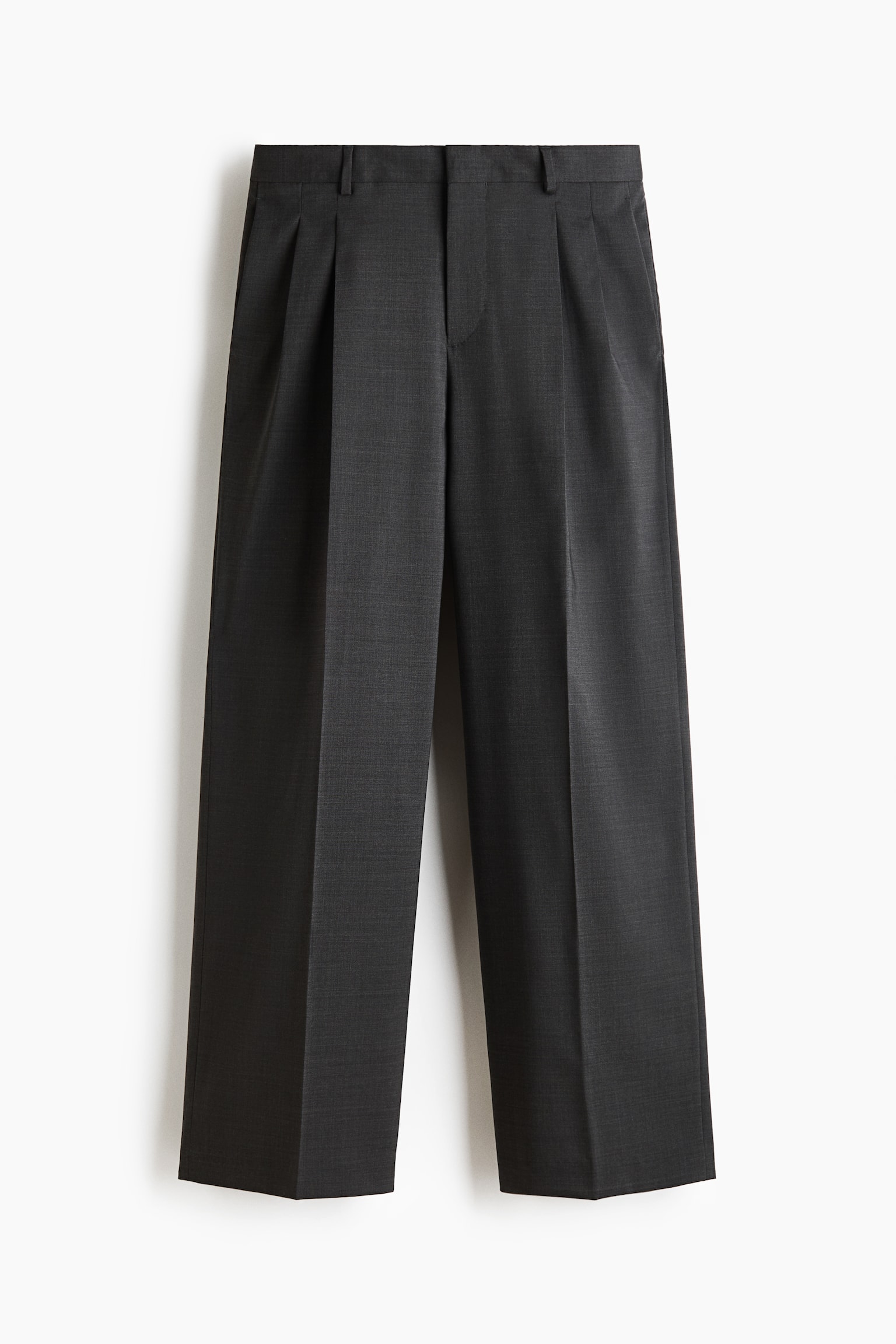 Pantalon sur mesure ample en laine mélangée - Gris foncé - 1