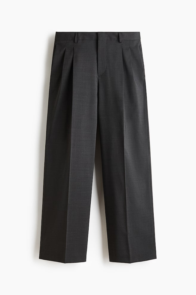 Pantalon sur mesure ample en laine mélangée - Gris foncé - 1