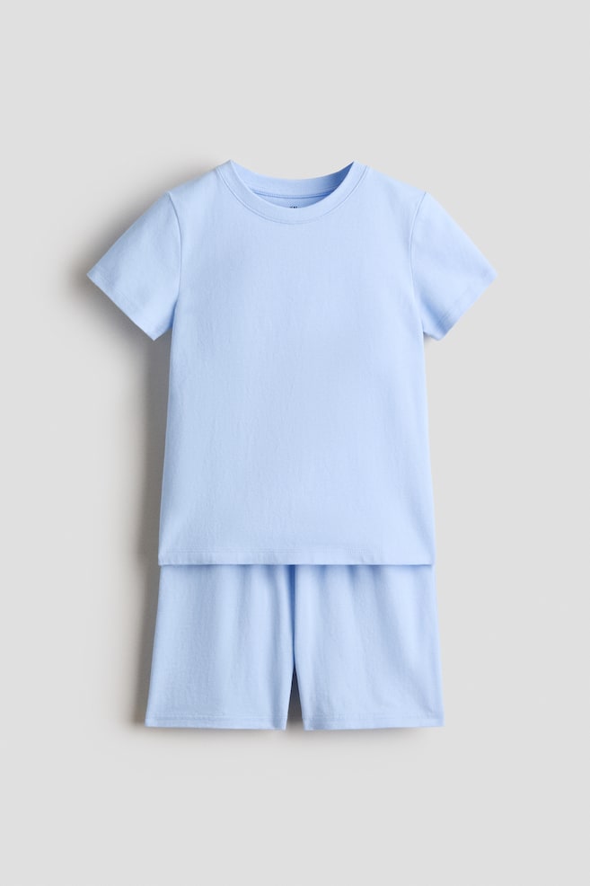 Komplet 2-częściowy z T-shirtem i szortami - Jasnoniebieski - 1