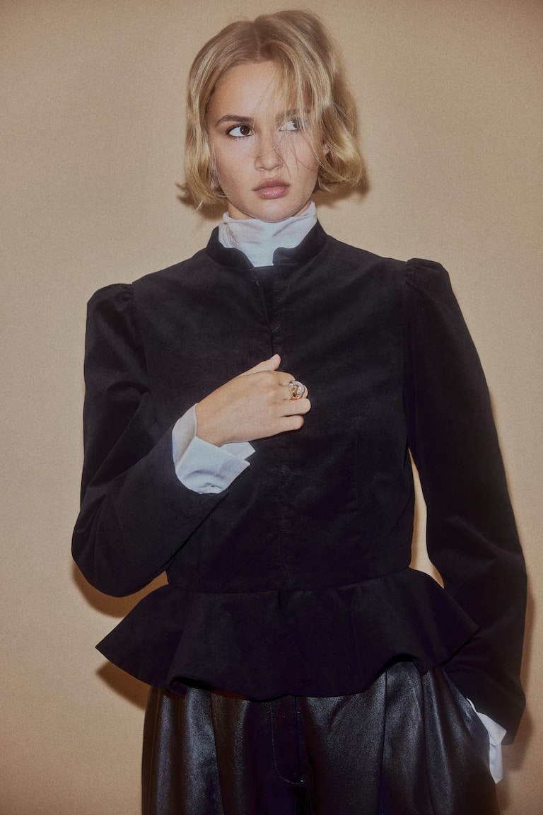 Veste péplum en velours