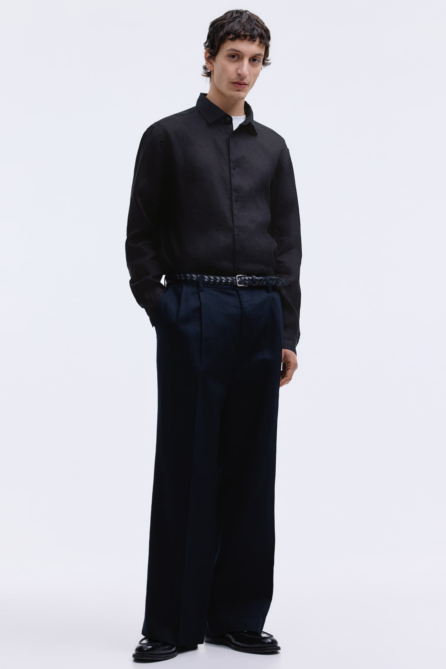 Slim Fit Linen shirt - Black/White/Light blue/Sage green - 6