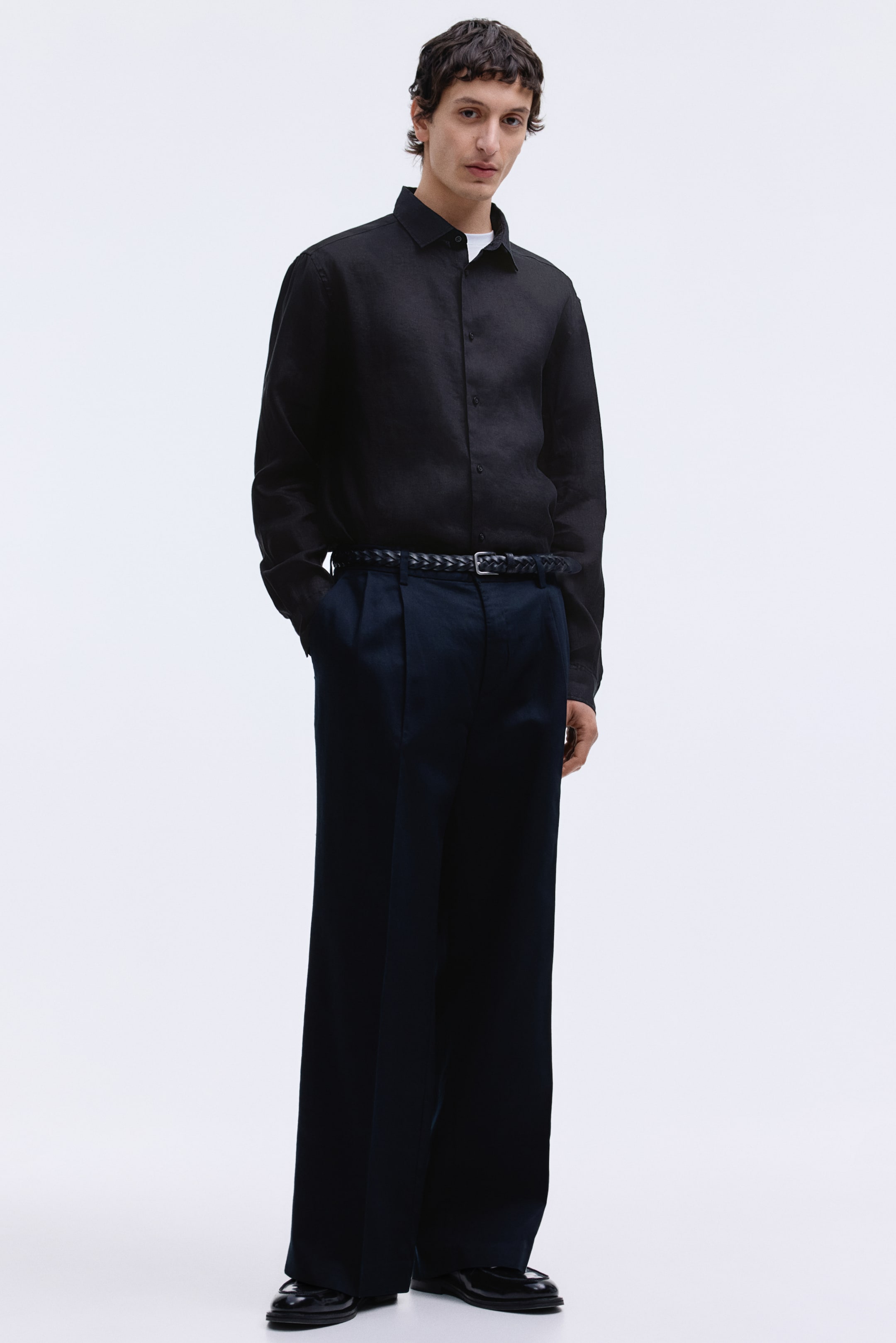Мужские рубашки H&M Slim Fit Linen Shirt — фото 5
